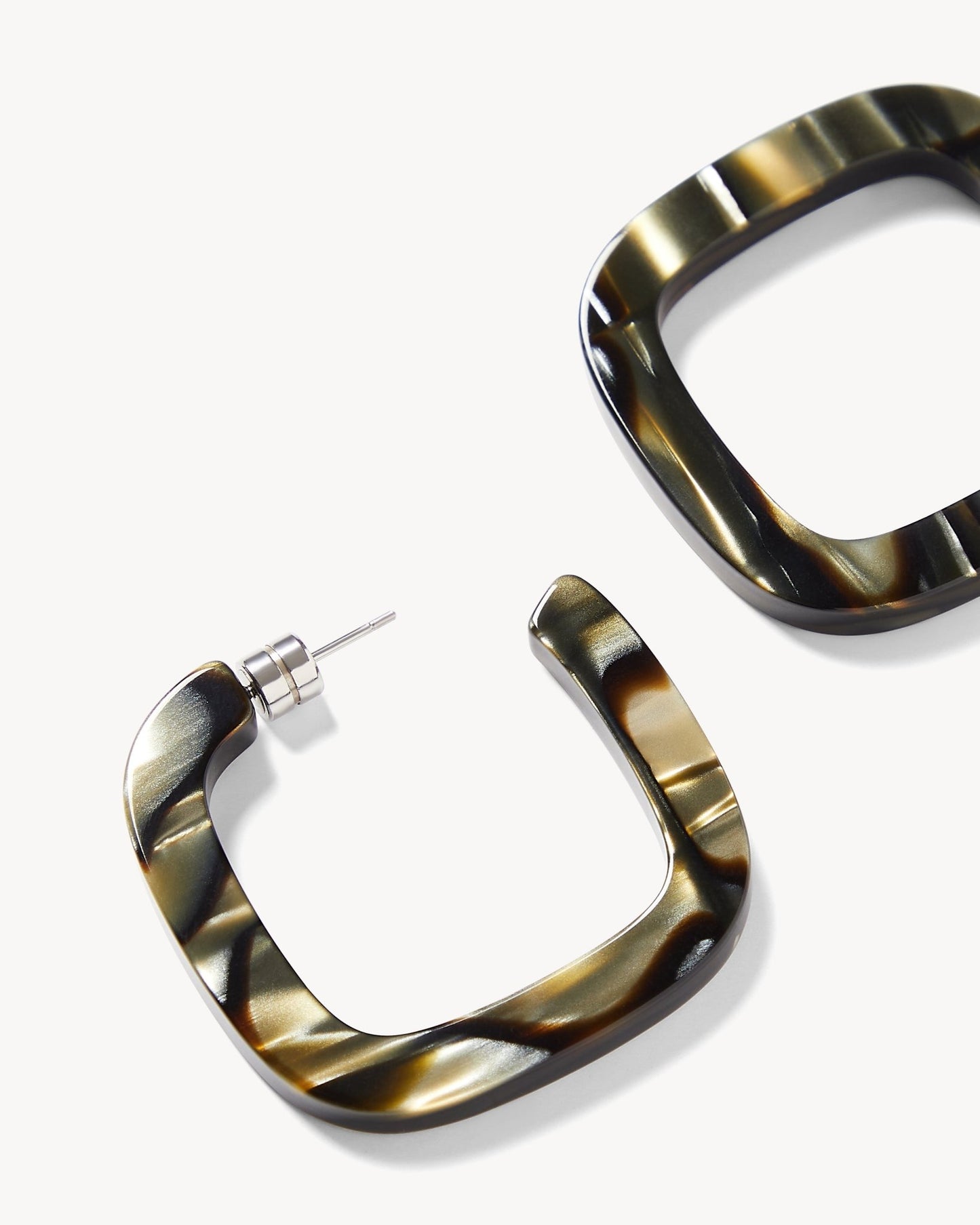Midi Square Hoops in Midnight Horn - MACHETE