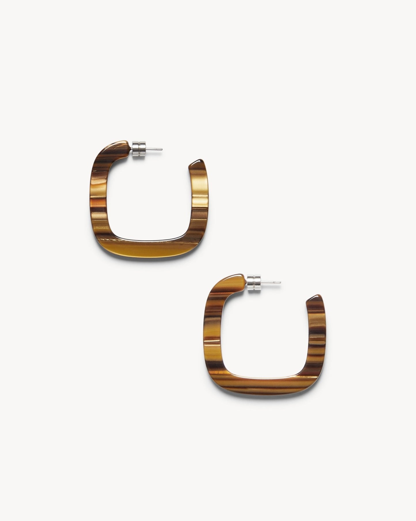 Midi Square Hoops in Tiger's Eye - MACHETE