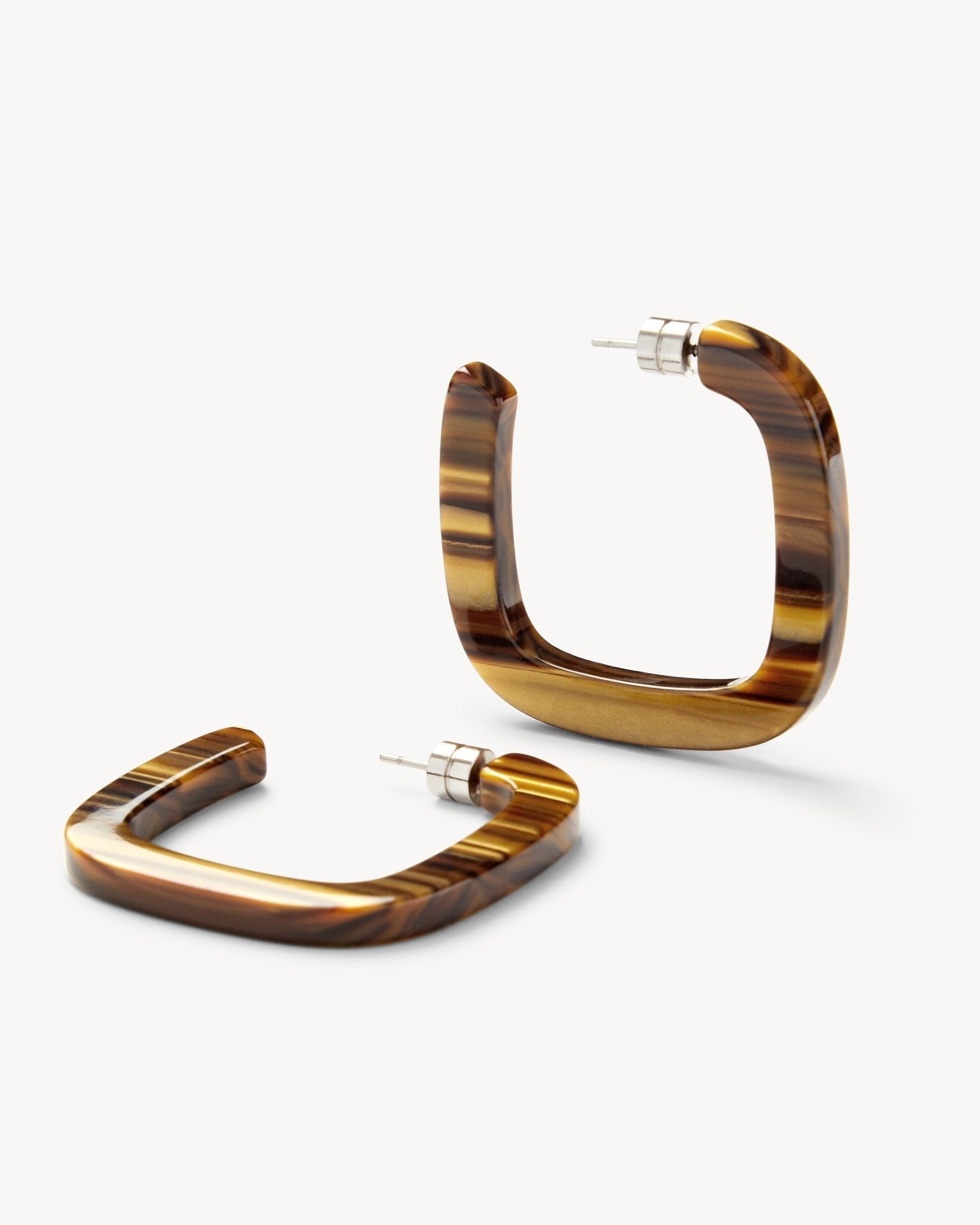 Midi Square Hoops in Tiger's Eye - MACHETE