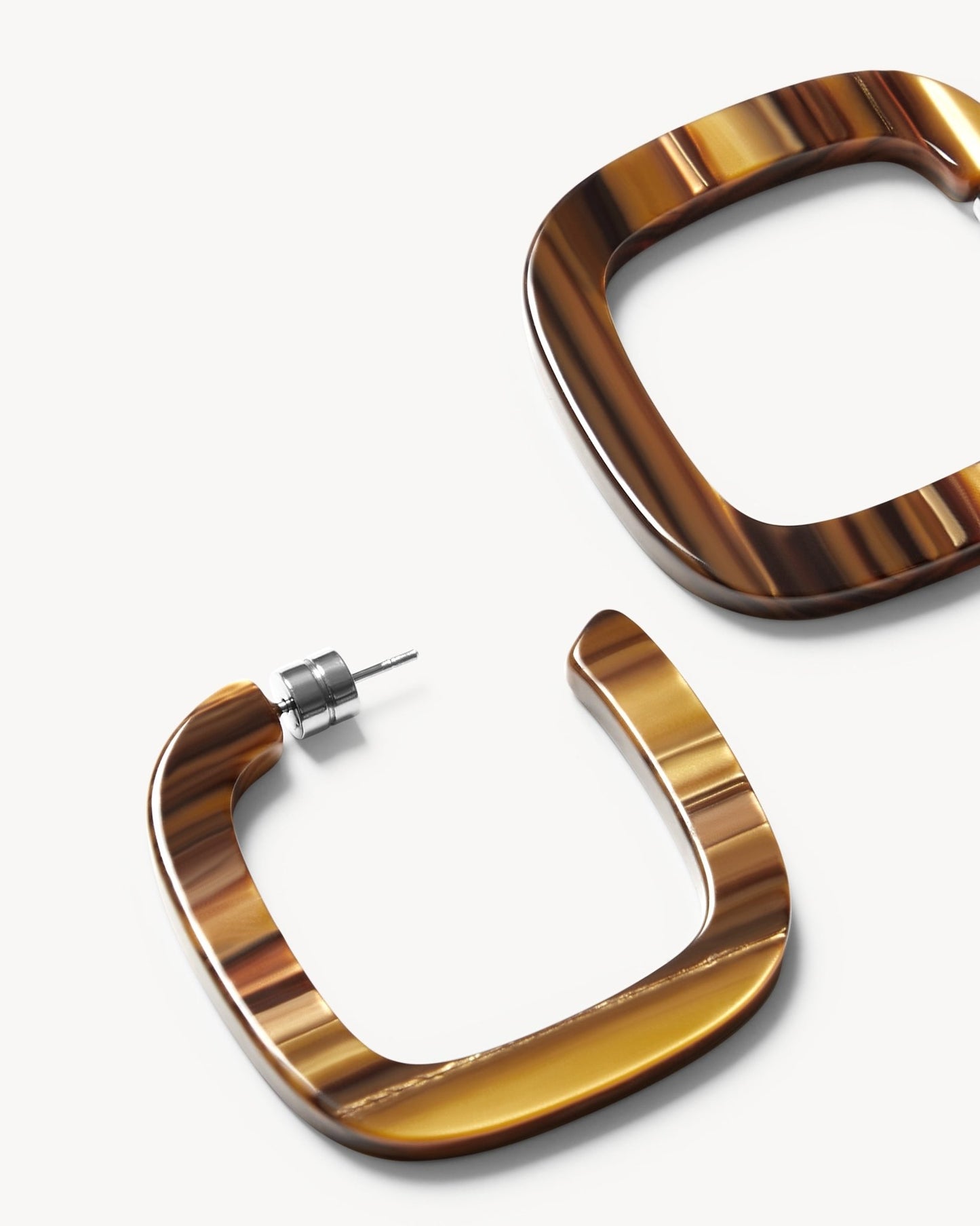 Midi Square Hoops in Tiger's Eye - MACHETE