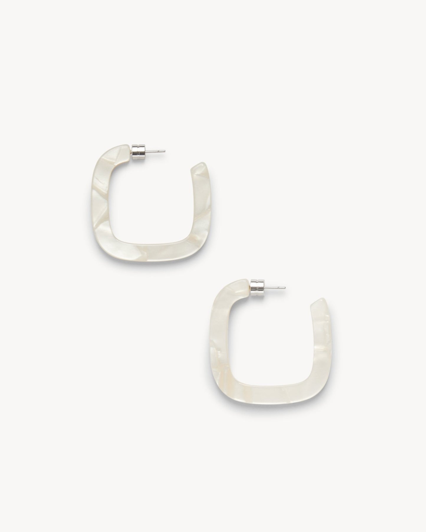 Midi Square Hoops in White Shell - MACHETE