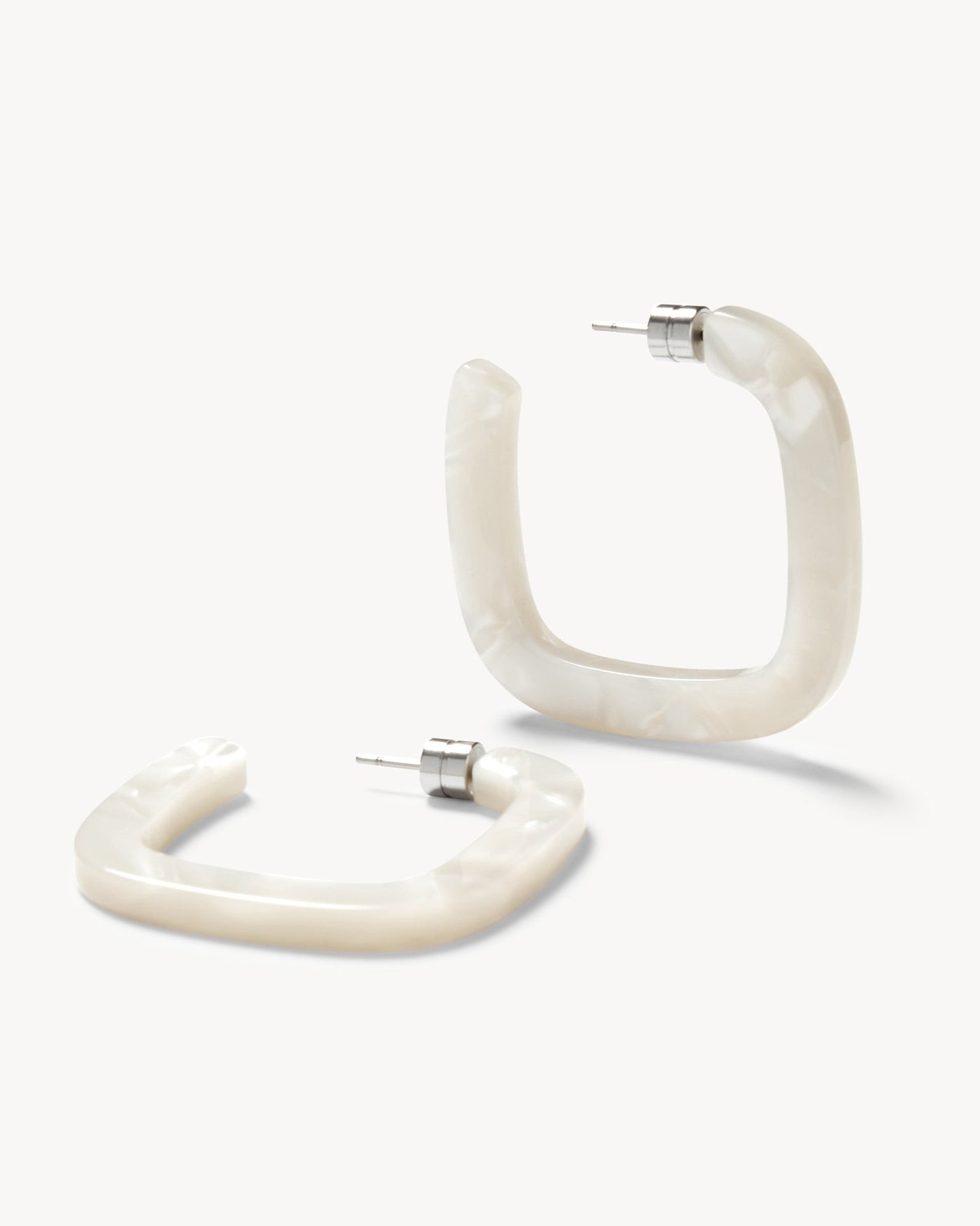 Midi Square Hoops in White Shell - MACHETE