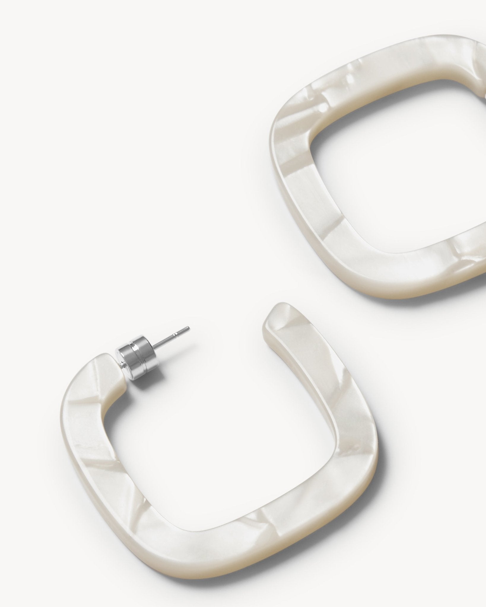 Midi Square Hoops in White Shell - MACHETE
