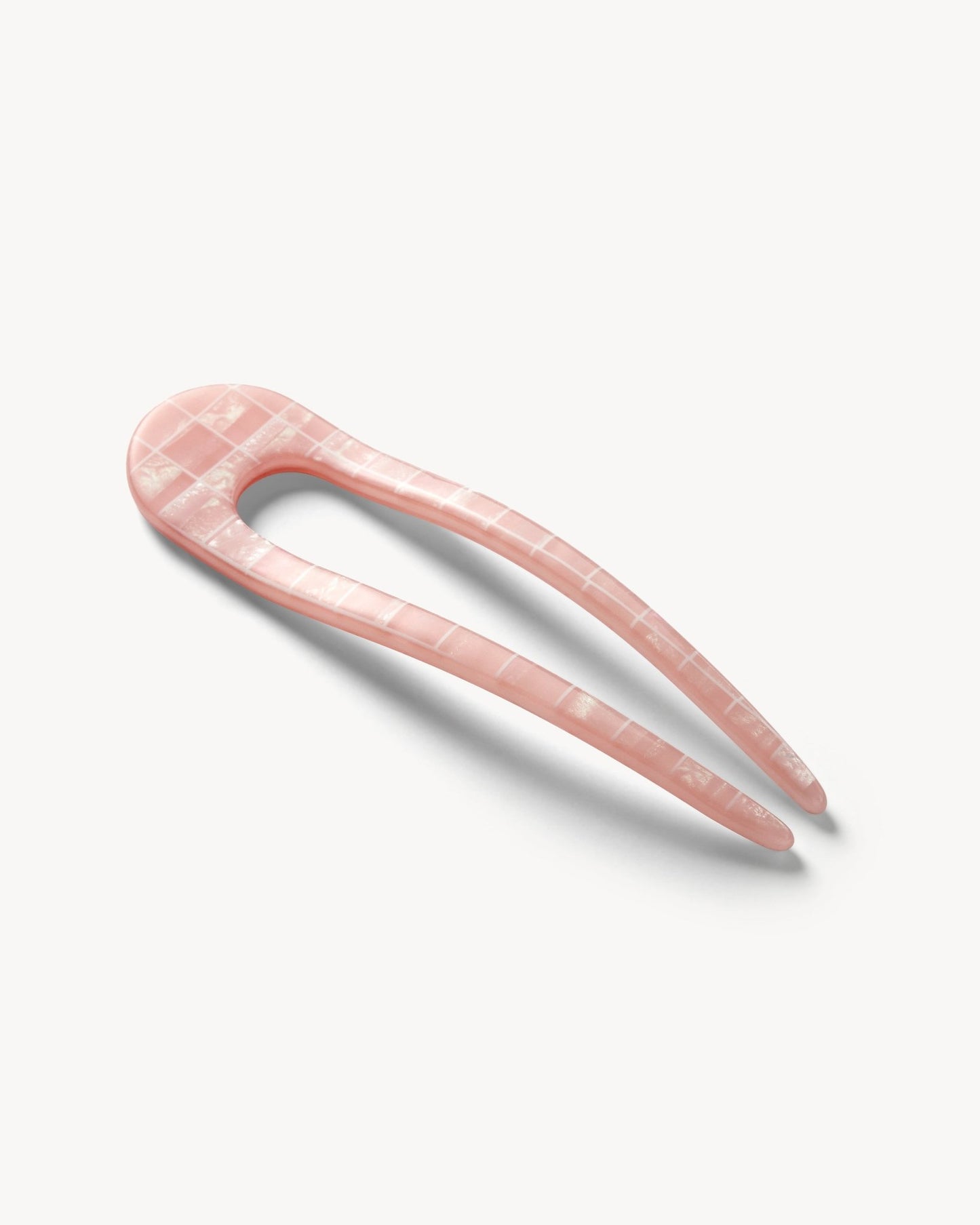 French Hair Pin in Apricot Shell Checker