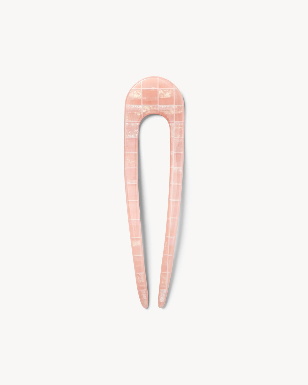 French Hair Pin in Apricot Shell Checker