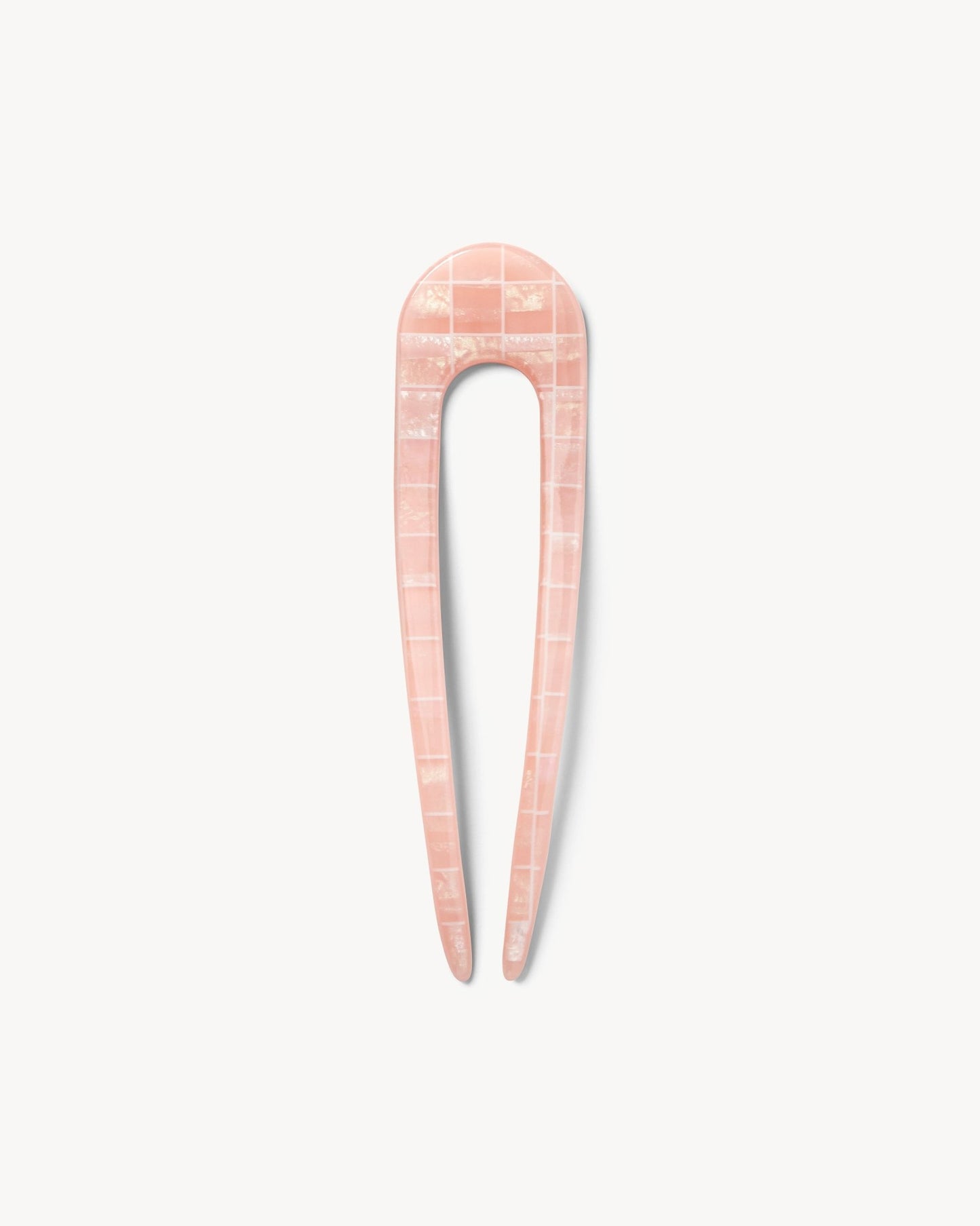 French Hair Pin in Apricot Shell Checker