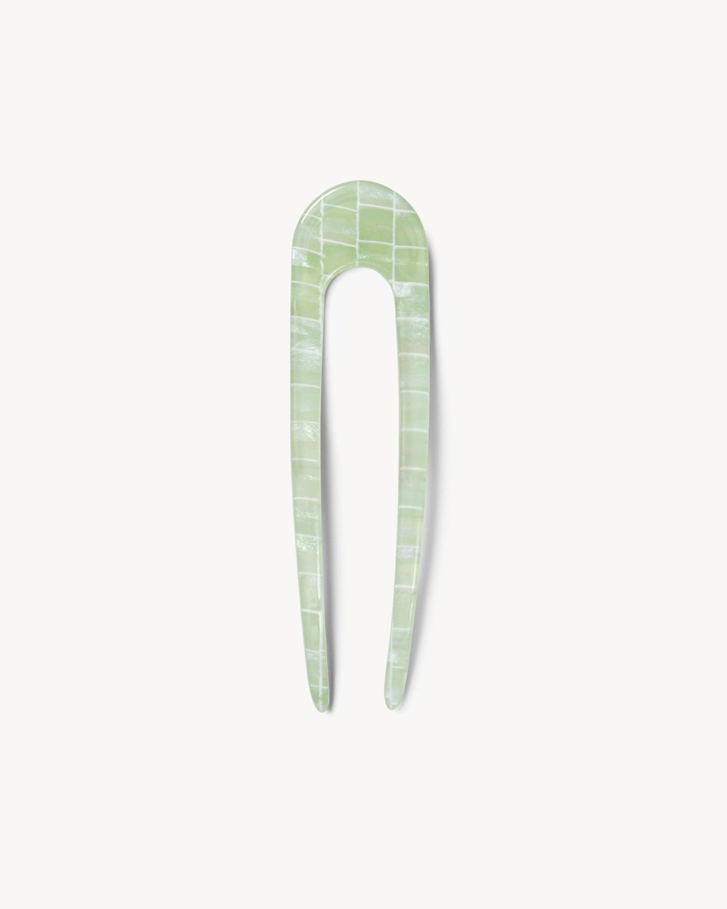 French Hair Pin in Mint Shell Checker - MACHETE