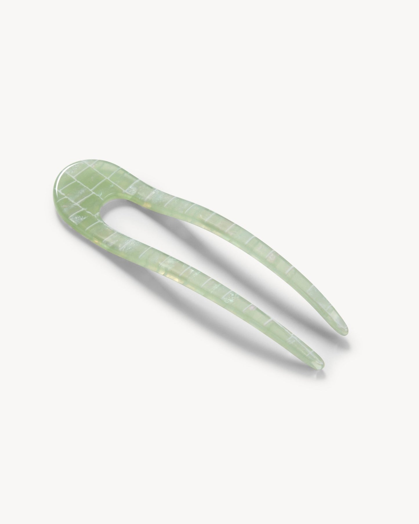 French Hair Pin in Mint Shell Checker - MACHETE