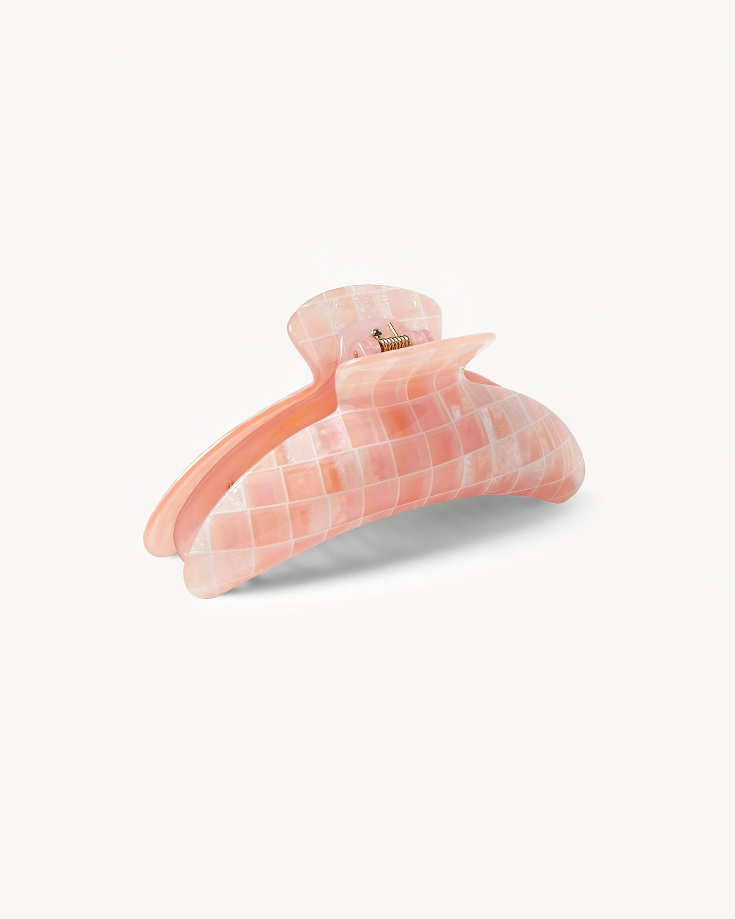 Jumbo Heirloom Hair Claw in Apricot Shell Checker