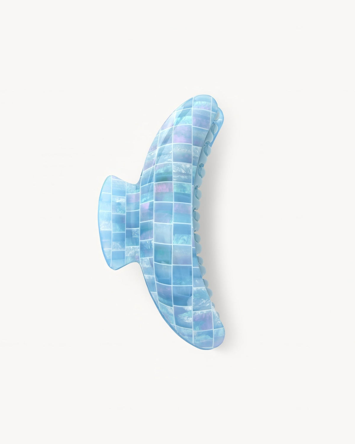 Jumbo Heirloom Hair Claw in Blue Shell Checker