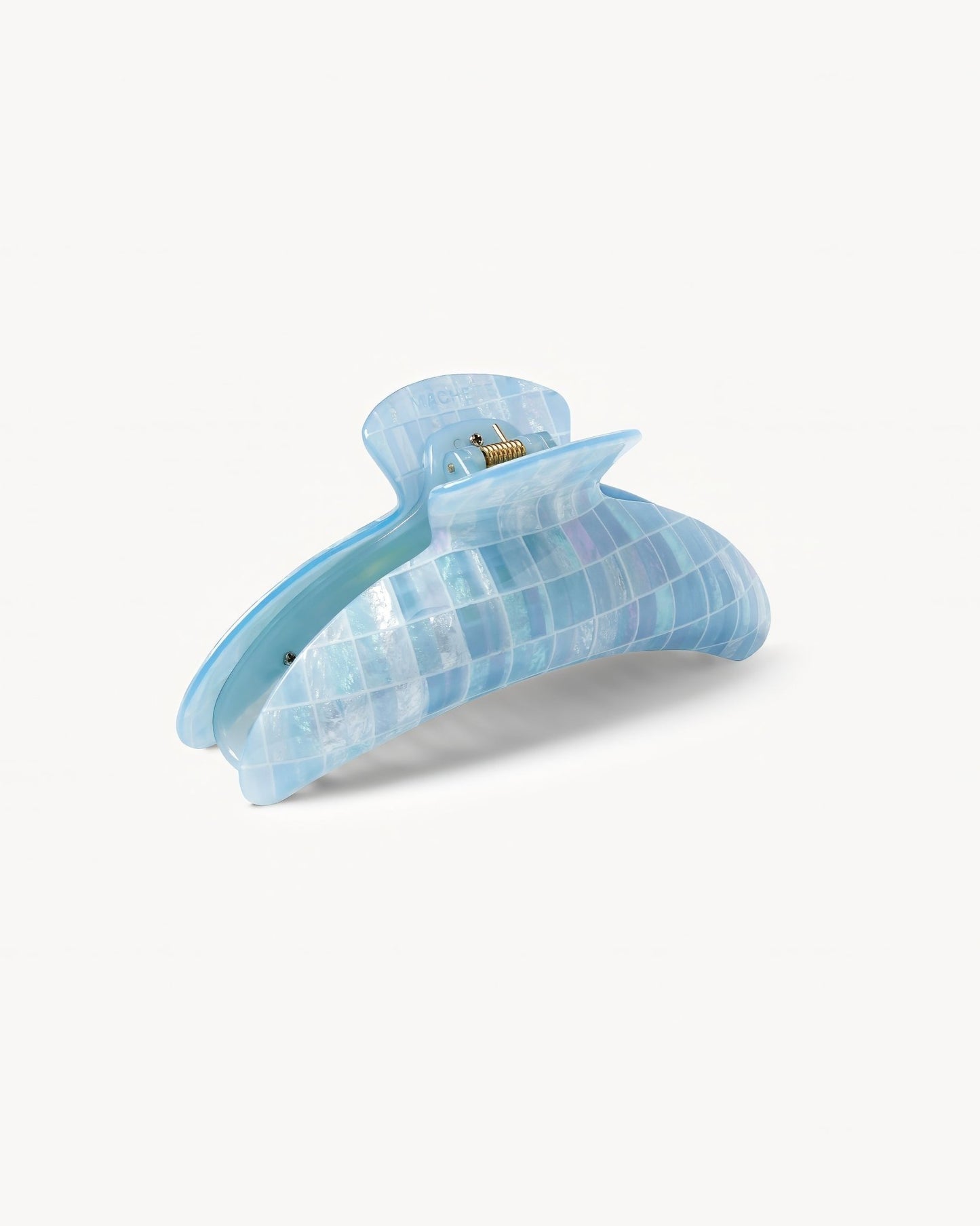 Jumbo Heirloom Hair Claw in Blue Shell Checker