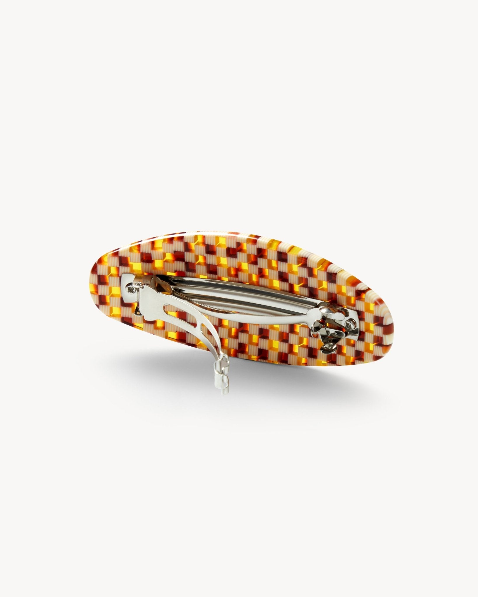 Jumbo Oval Barrette in Tortoise Checker - MACHETE