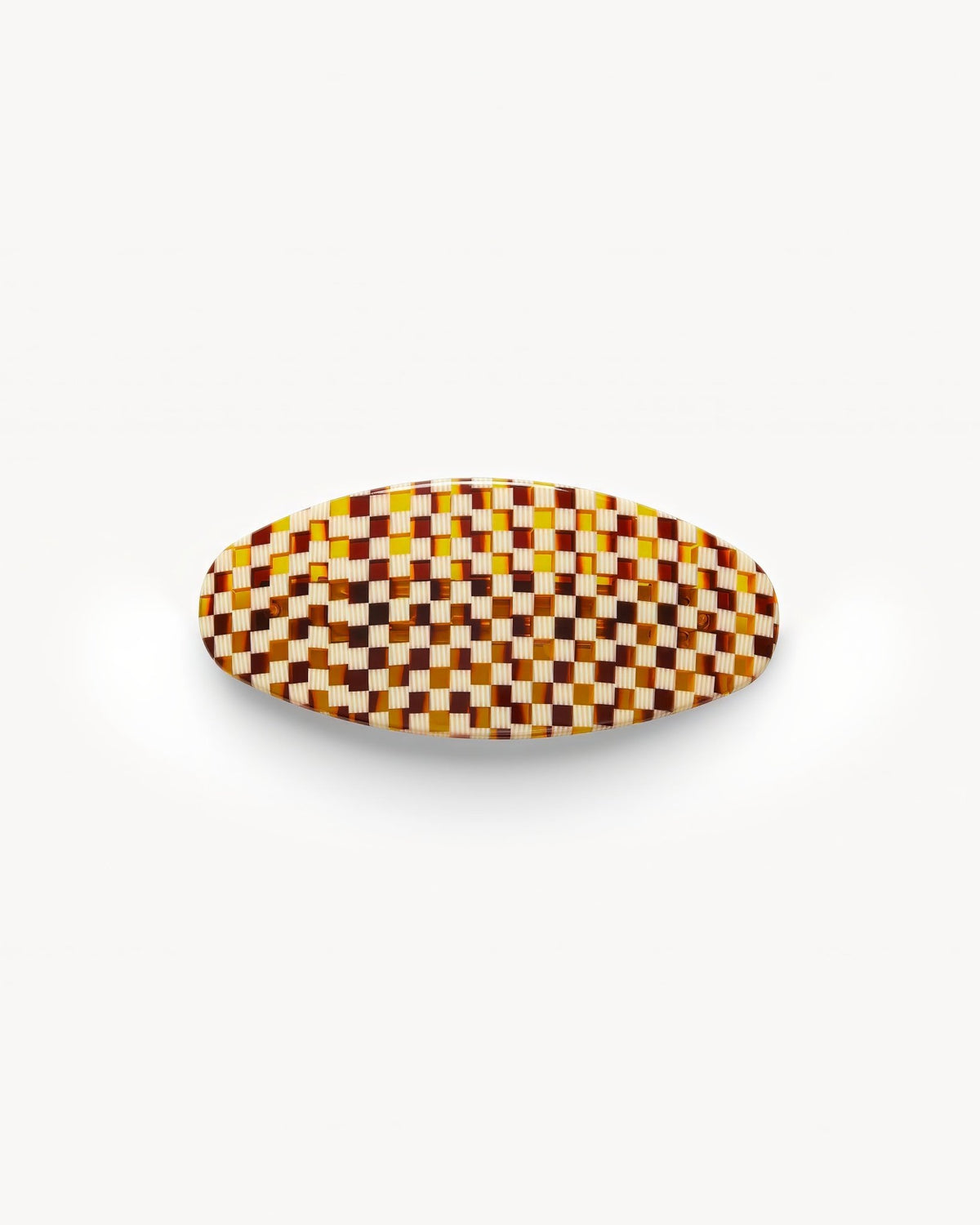 Jumbo Oval Clip in Tortoise Checker