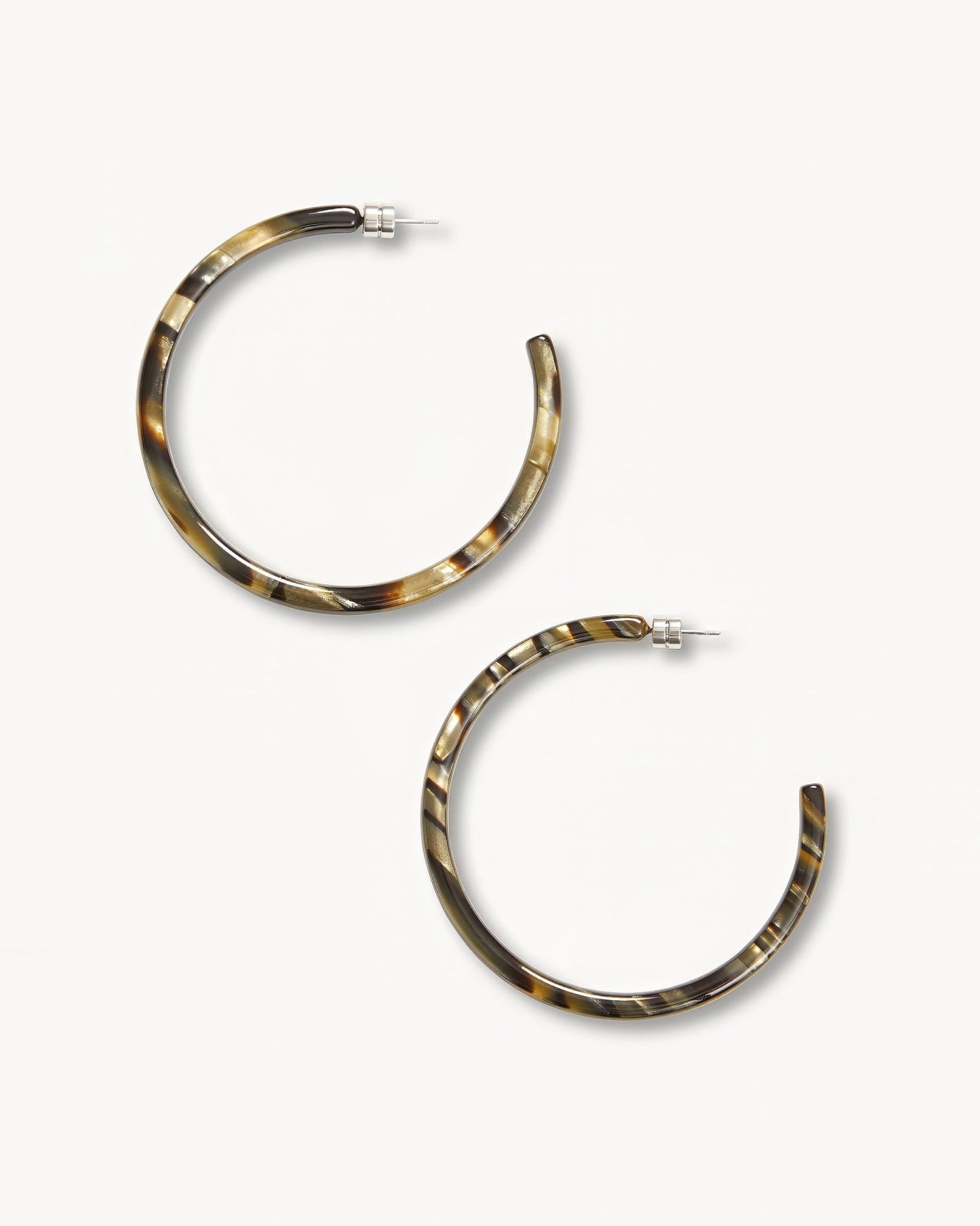 Large Hoop Earrings in Midnight Horn