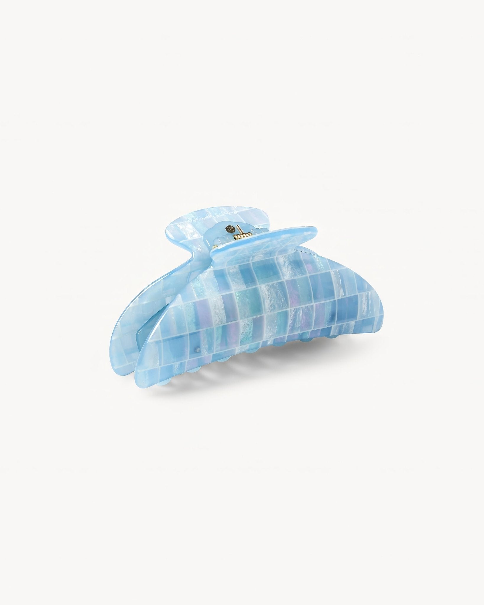 Midi Heirloom Hair Claw in Blue Shell Checker