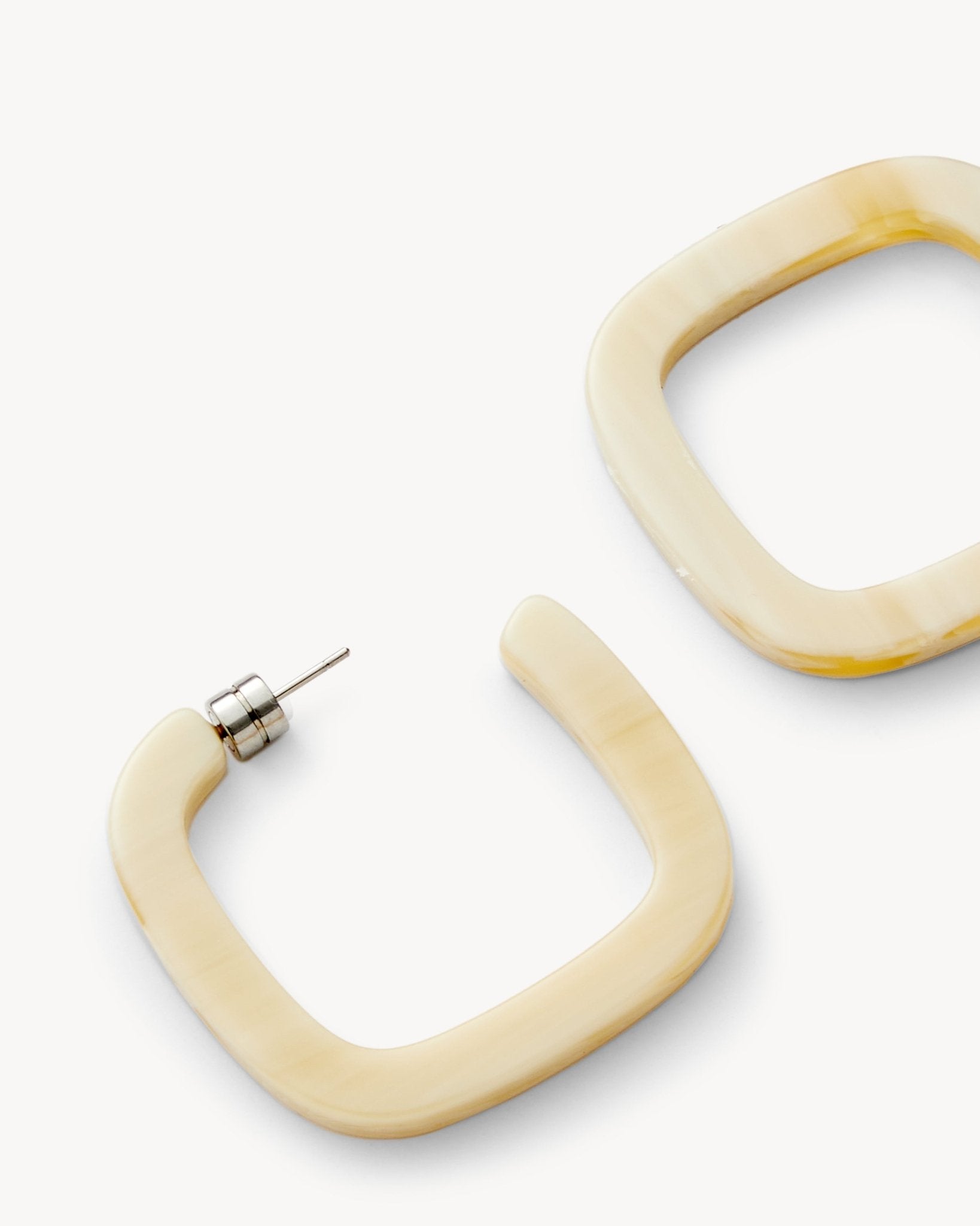 Midi Square Hoops in Alabaster - MACHETE