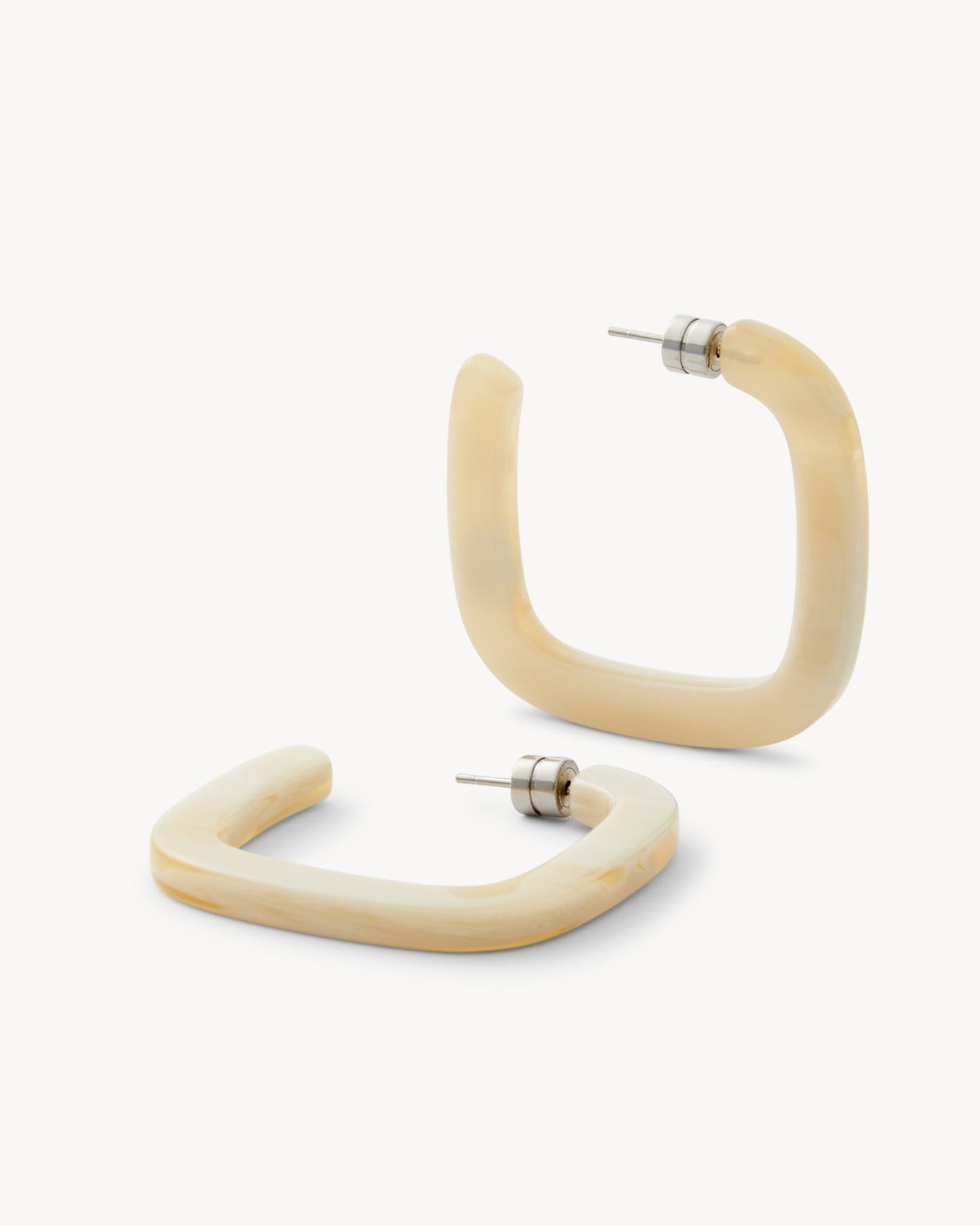 Midi Square Hoops in Alabaster - MACHETE