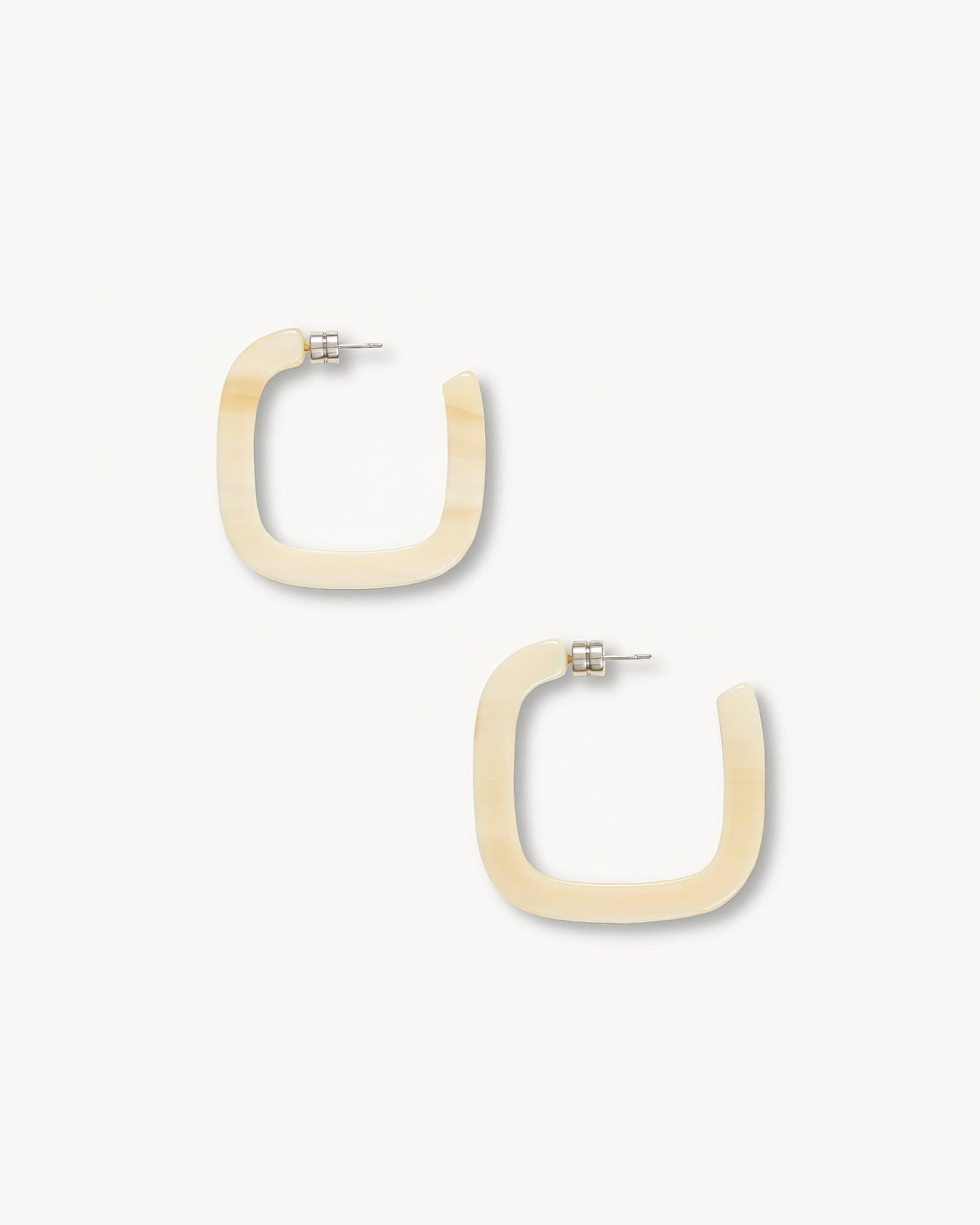 Midi Square Hoop Earrings in Alabaster