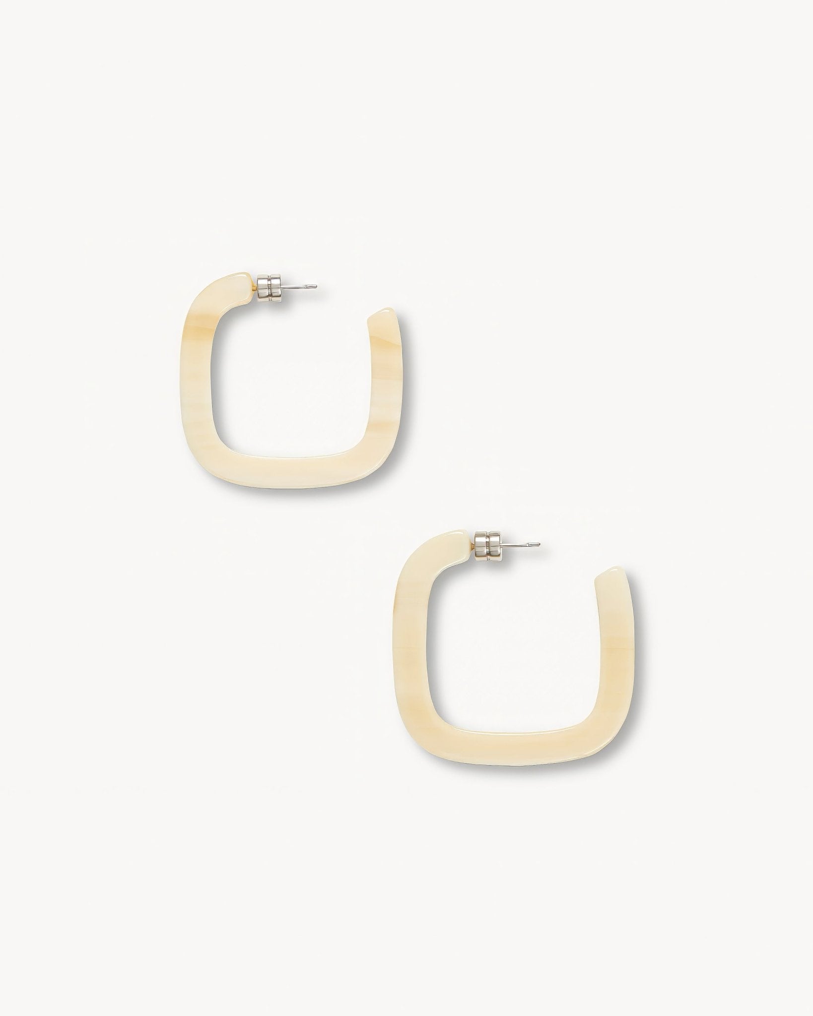 Midi Square Hoop Earrings in Alabaster