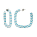 Midi Square Hoops in Blue Checker