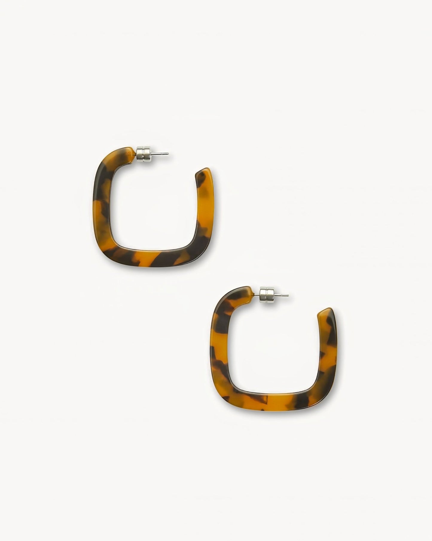 Midi Square Hoop Earrings in Classic Tortoise