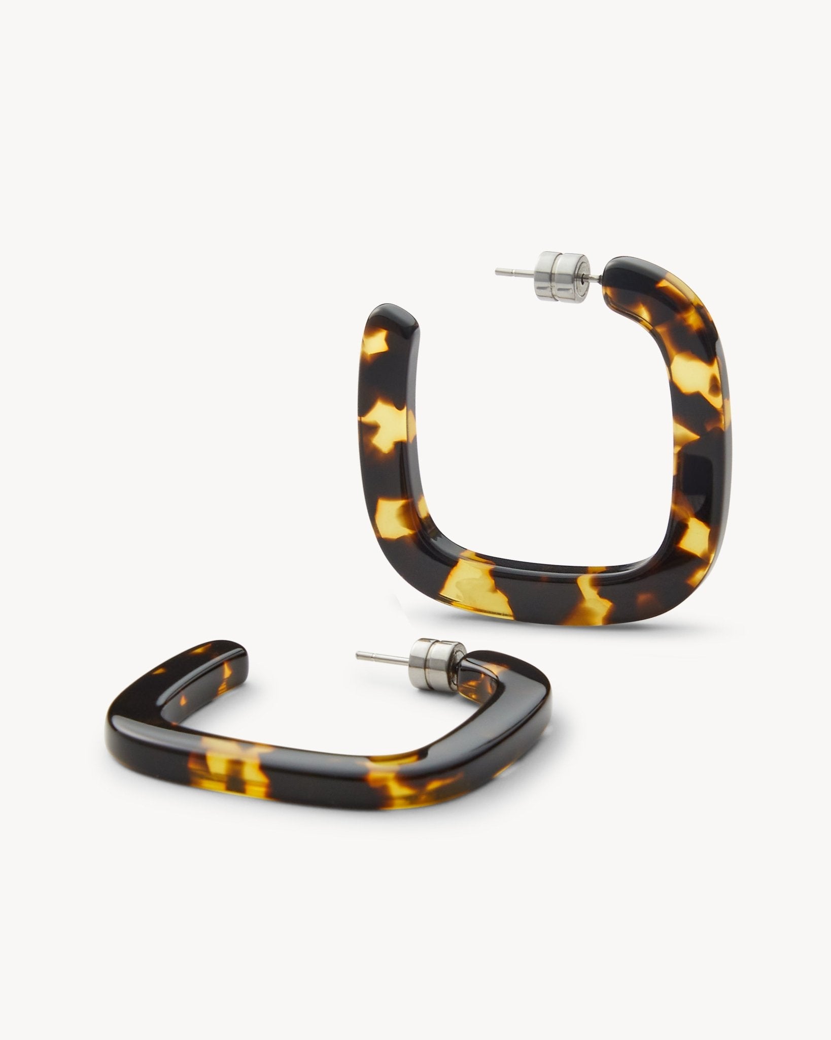 Midi Square Hoops in Dark Tortoise - MACHETE