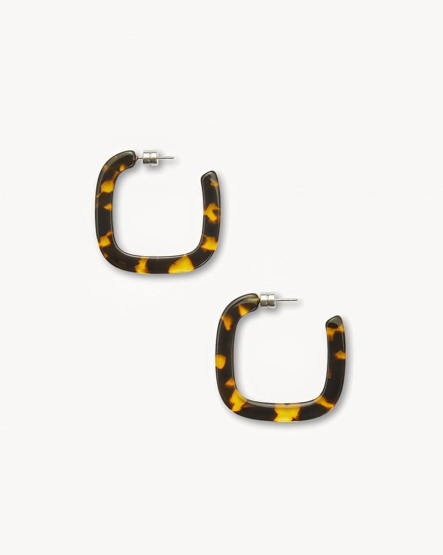 Midi Square Hoop Earrings in Dark Tortoise