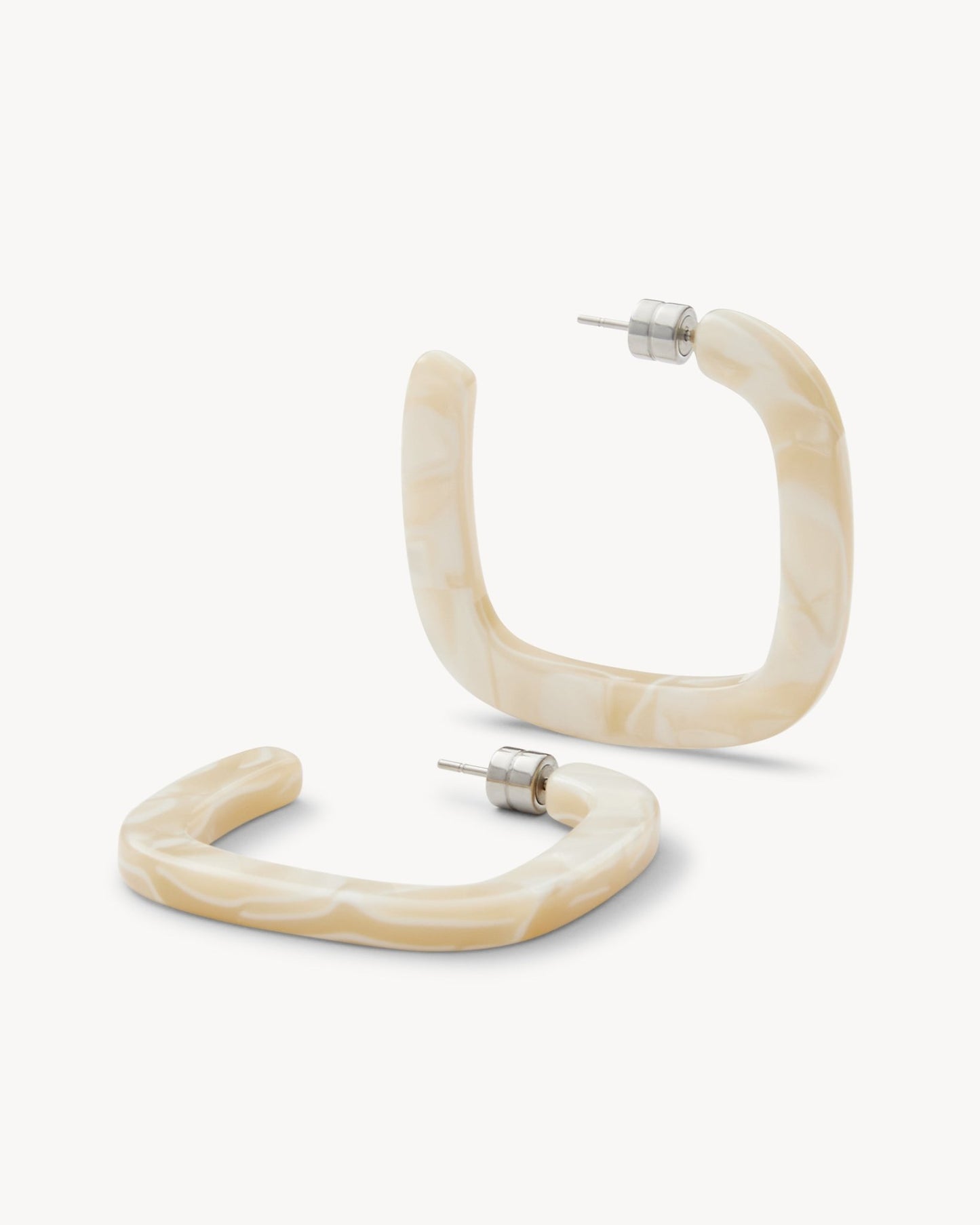 Midi Square Hoops in Ivory - MACHETE