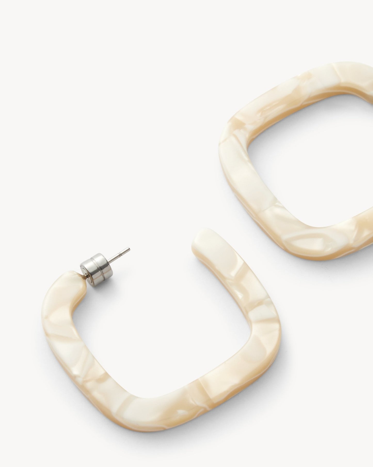 Midi Square Hoops in Ivory - MACHETE
