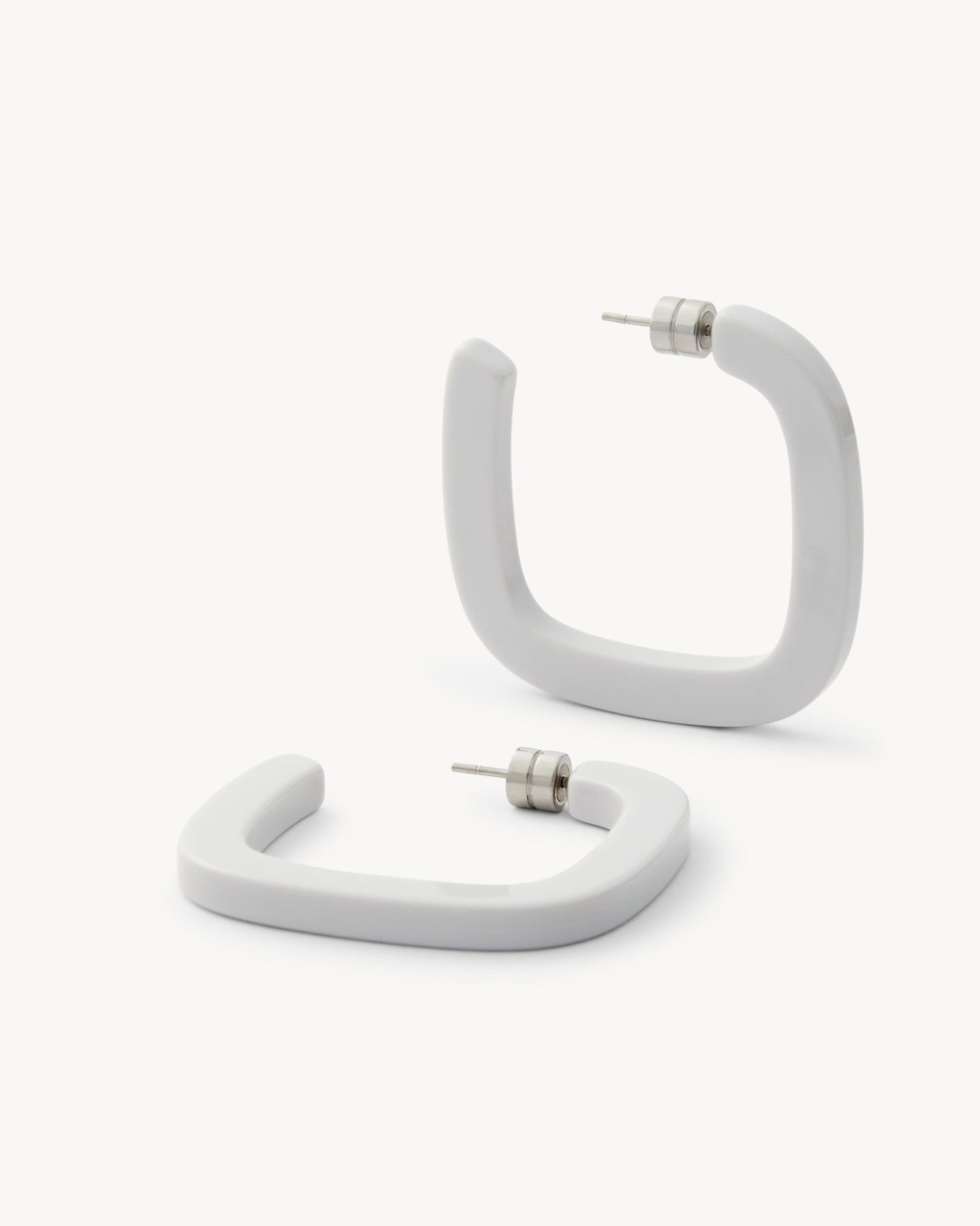 Midi Square Hoops in Light Grey - MACHETE