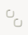 Midi Square Hoops in Light Grey