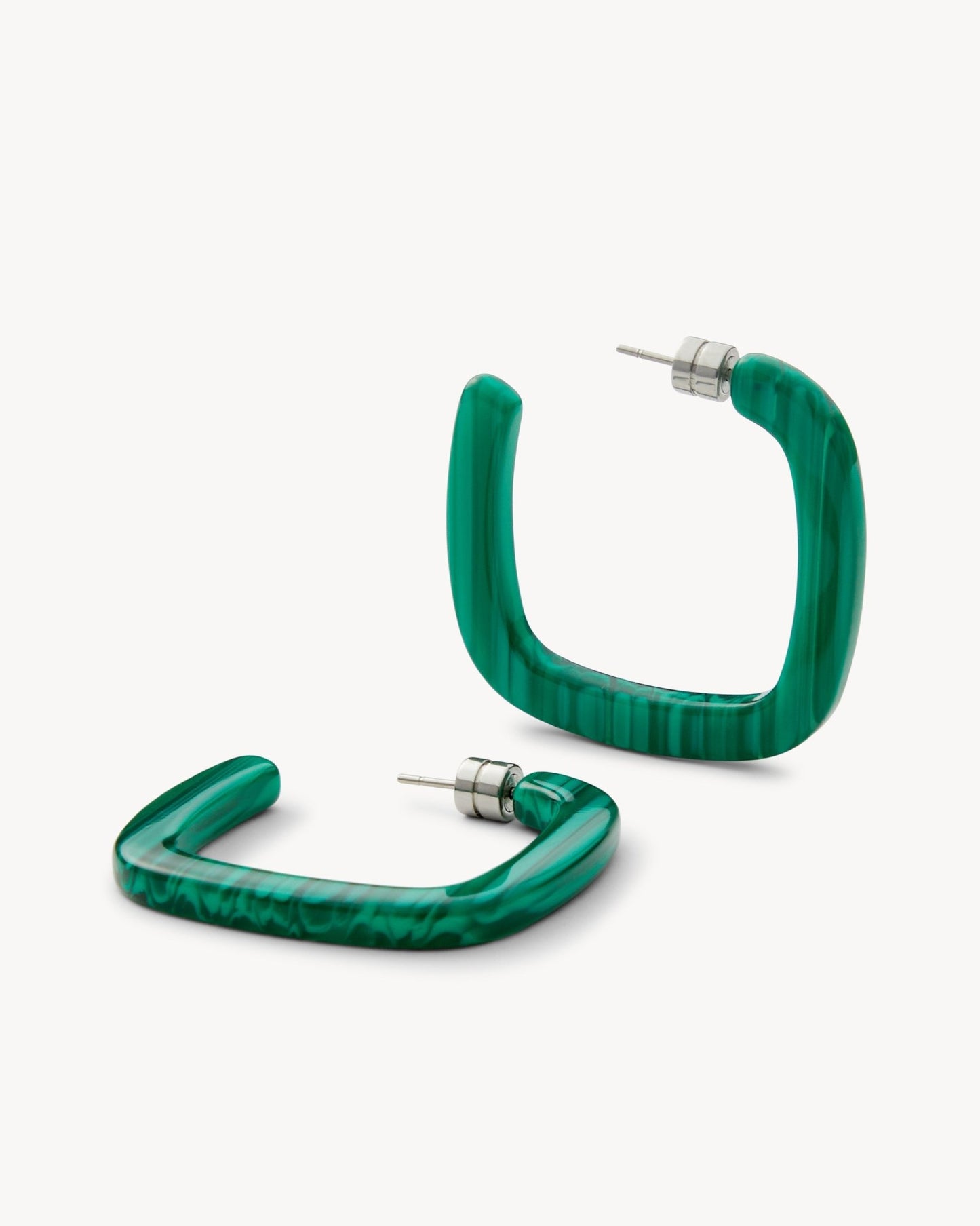 Midi Square Hoops in Malachite - MACHETE