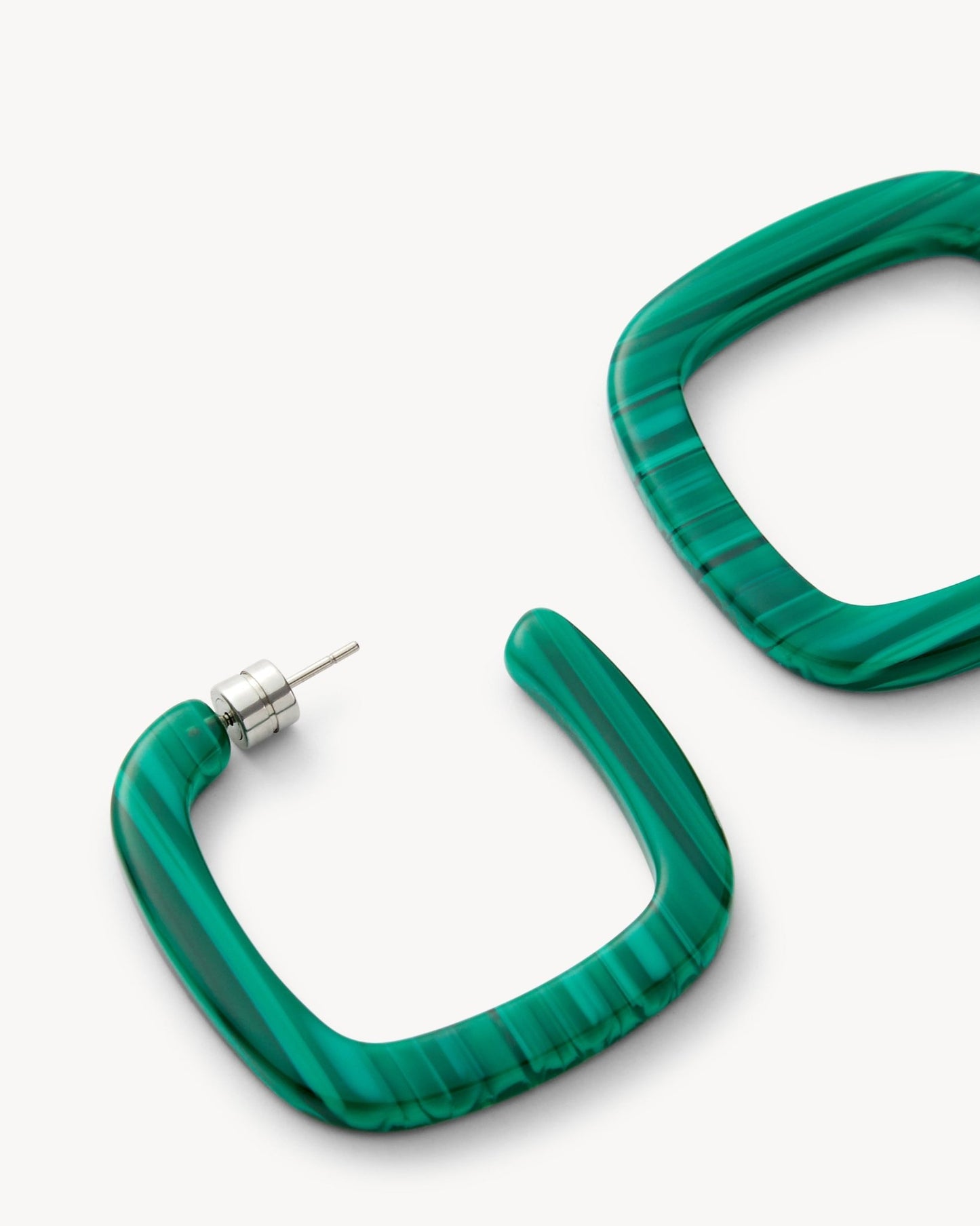 Midi Square Hoops in Malachite - MACHETE
