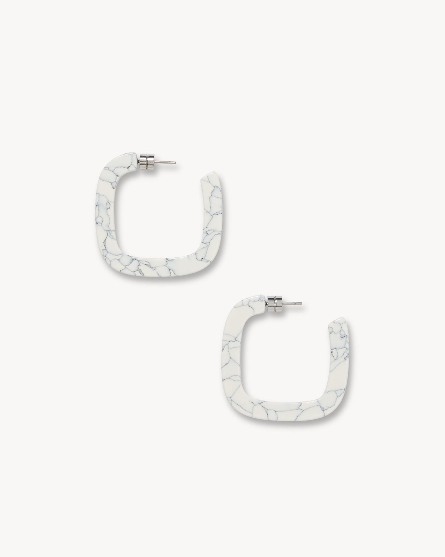 Midi Square Hoops in Marble - MACHETE