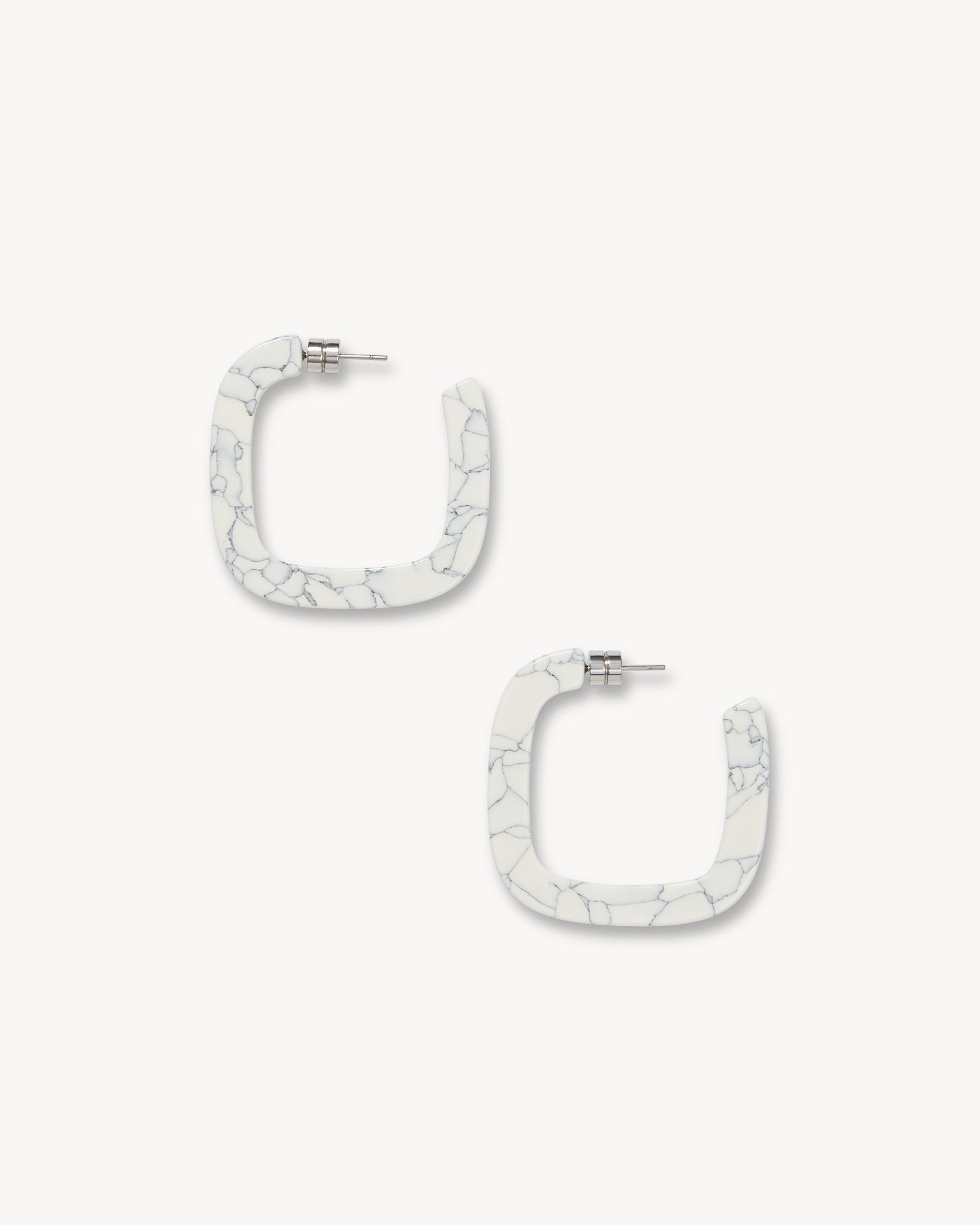 Midi Square Hoops in Marble - MACHETE