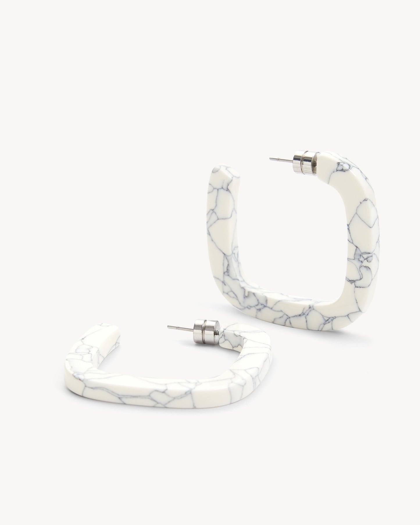 Midi Square Hoops in Marble - MACHETE