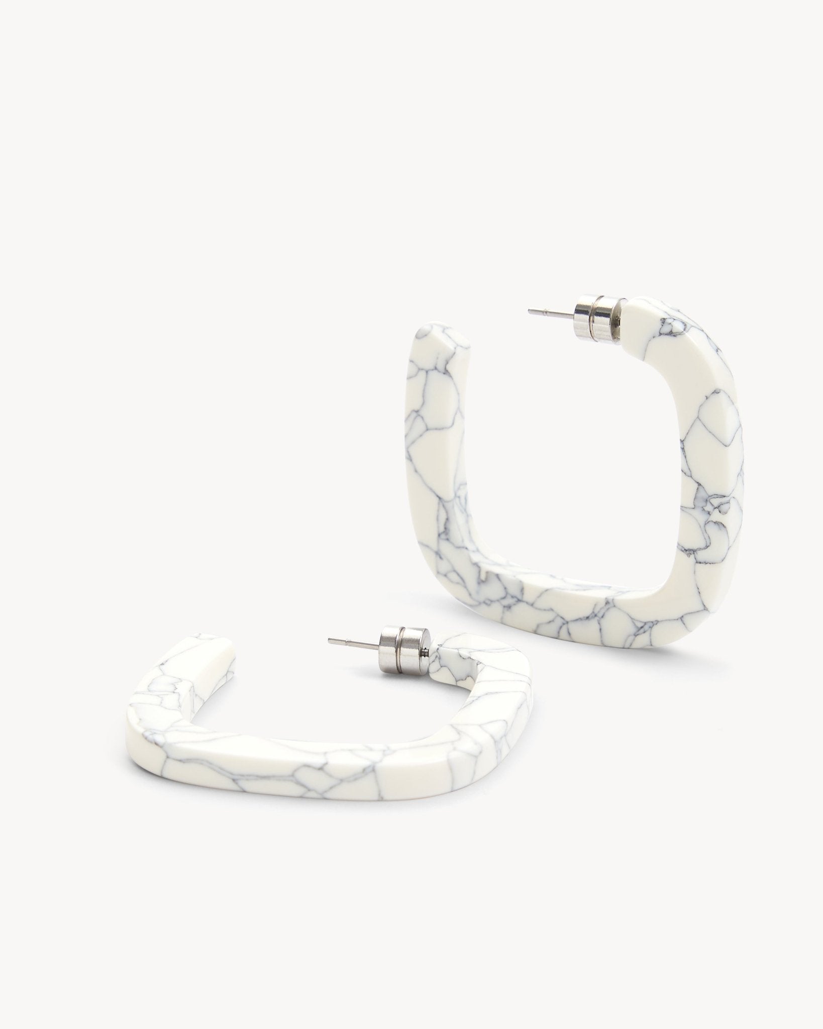 Midi Square Hoops in Marble - MACHETE