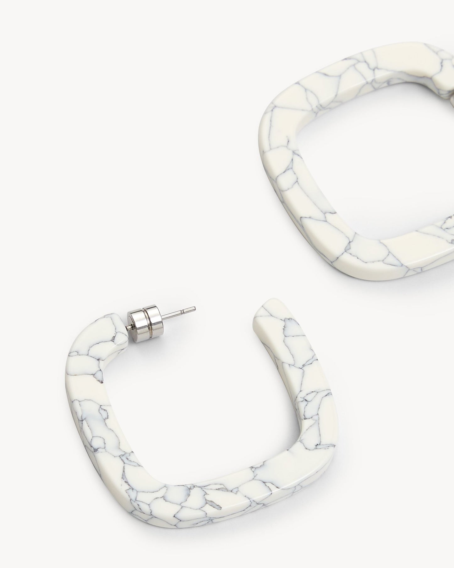 Midi Square Hoops in Marble - MACHETE