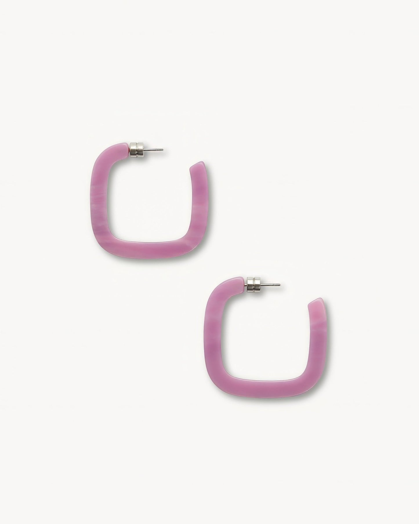 Midi Square Hoop Earrings in Orchid