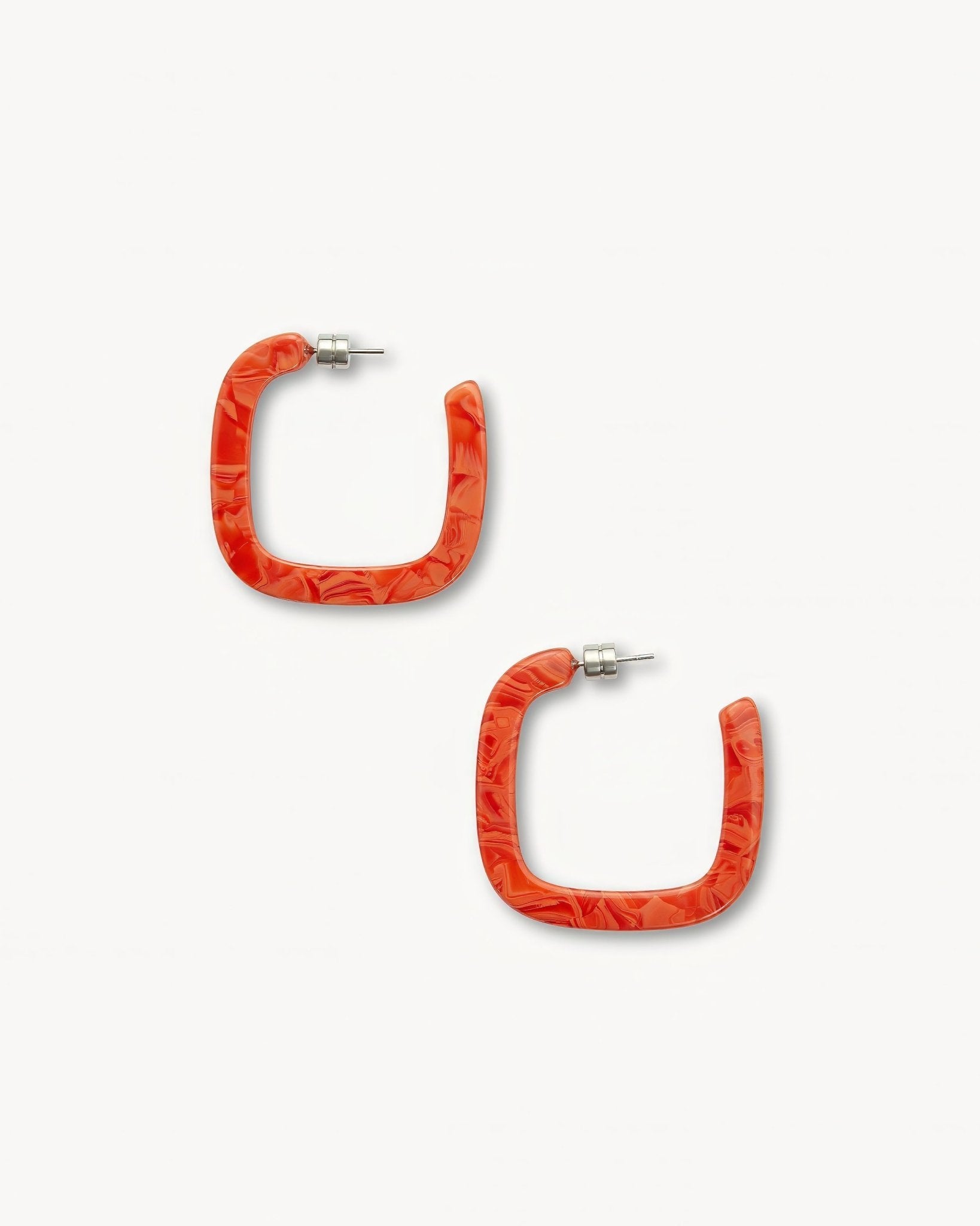 Midi Square Hoop Earrings in Poppy