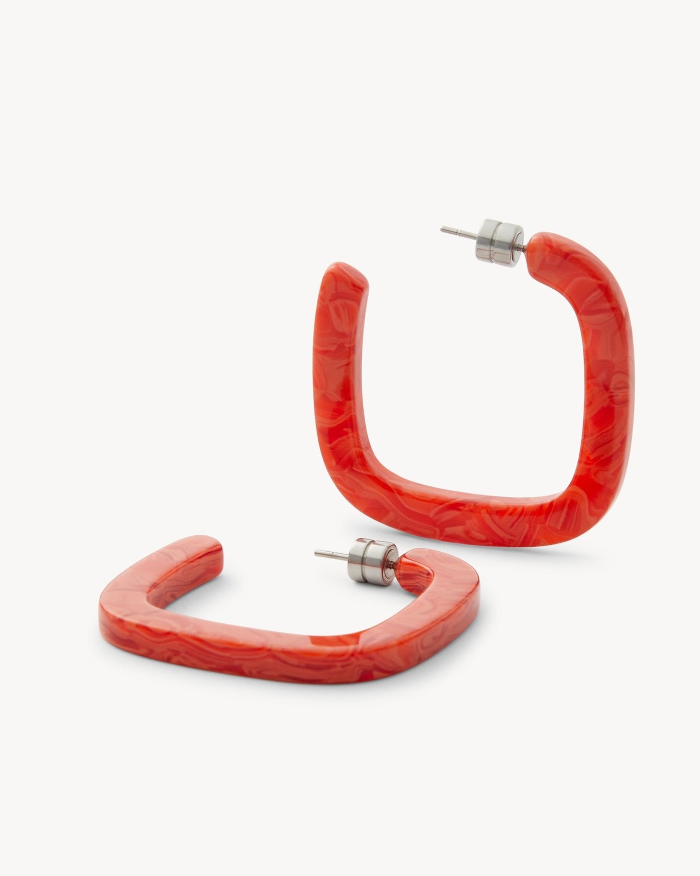 Midi Square Hoops in Poppy - MACHETE
