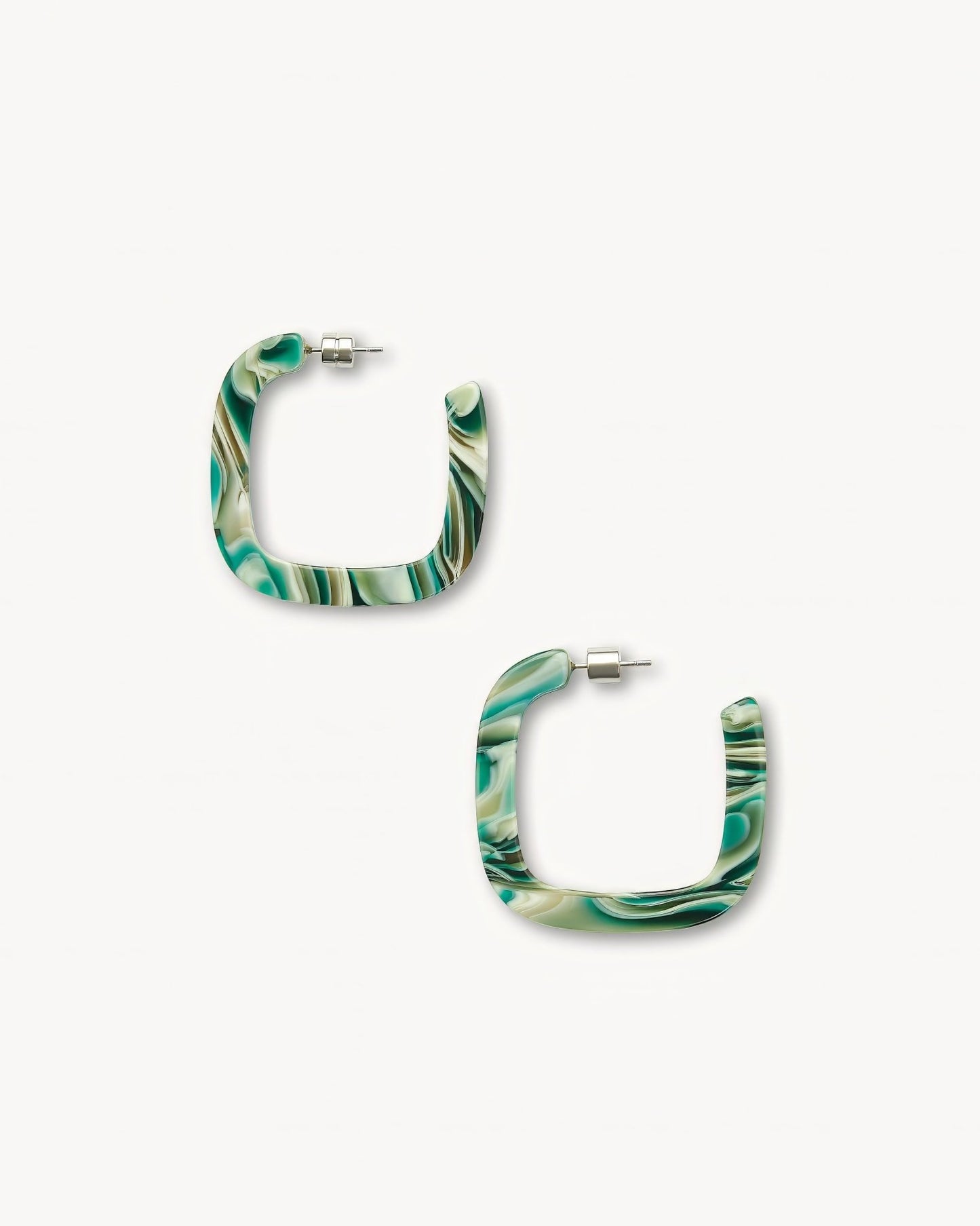 Midi Square Hoop Earrings in Stromanthe