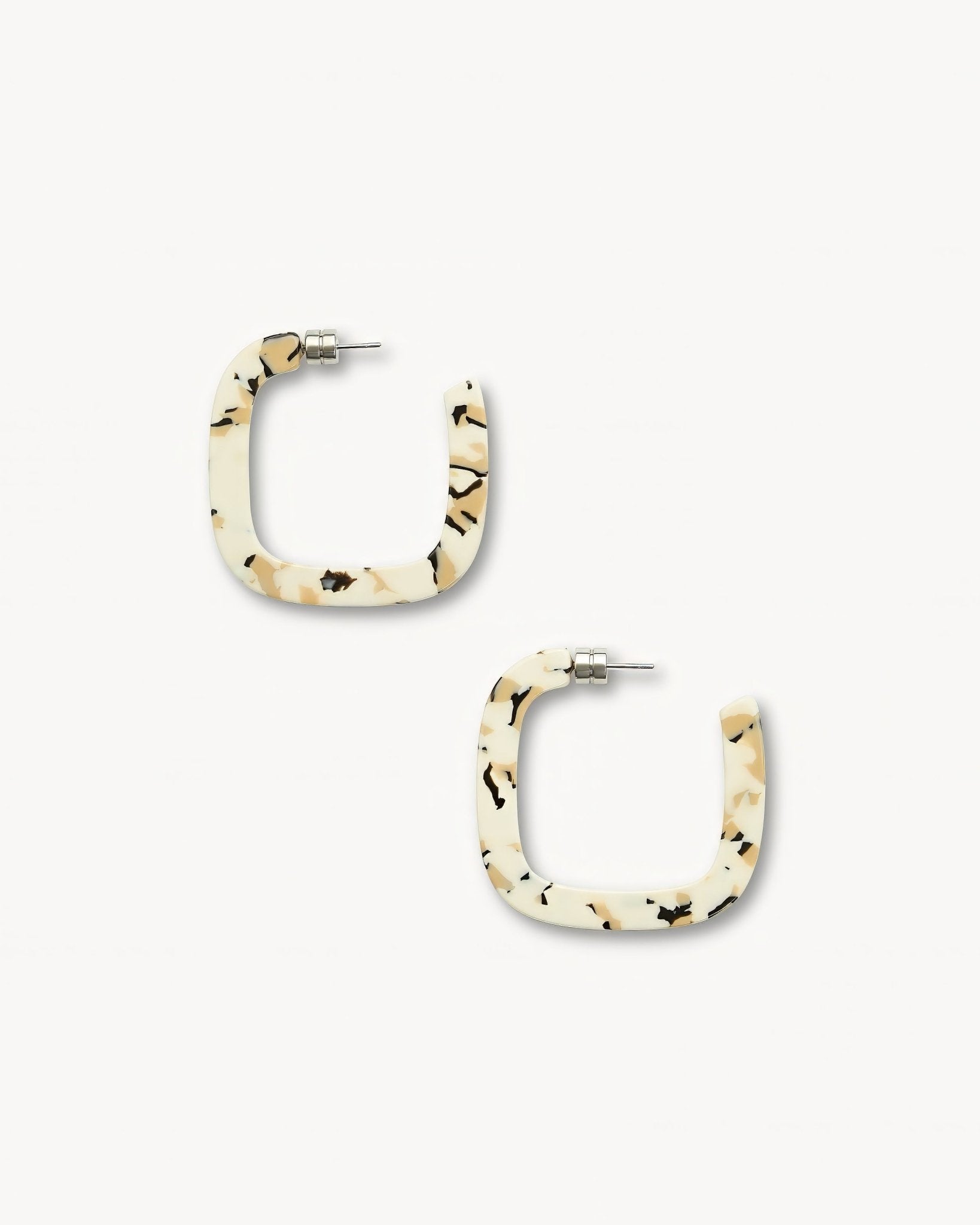 Midi Square Hoop Earrings in Terrazzo