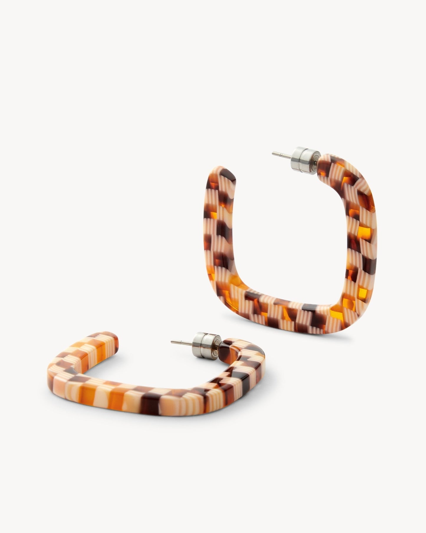 Midi Square Hoops in Tortoise Checker - MACHETE