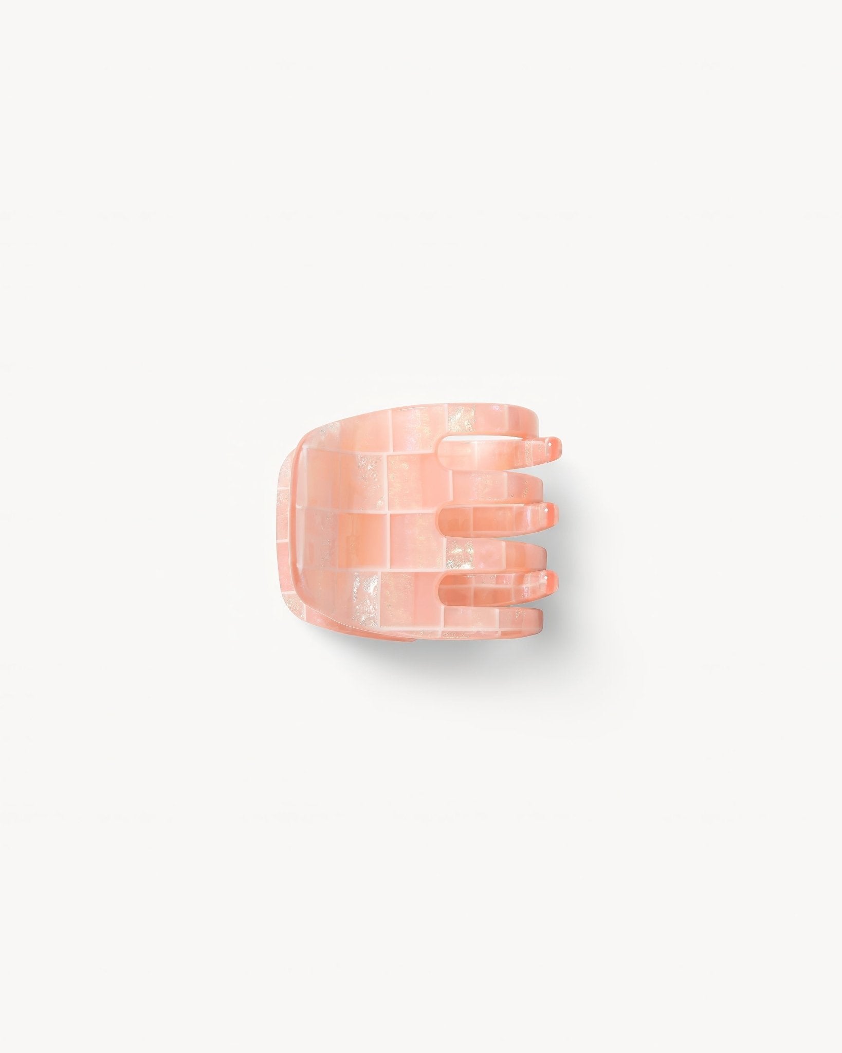 Mini Claw Clip in Apricot Shell Checker