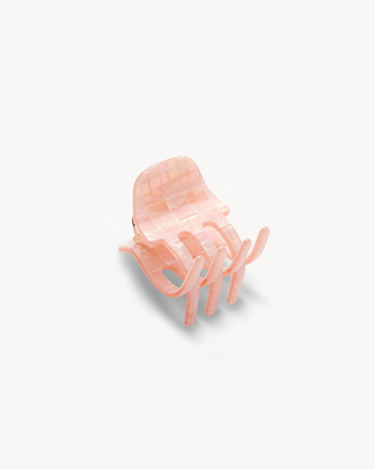 Mini Claw Clip in Apricot Shell Checker