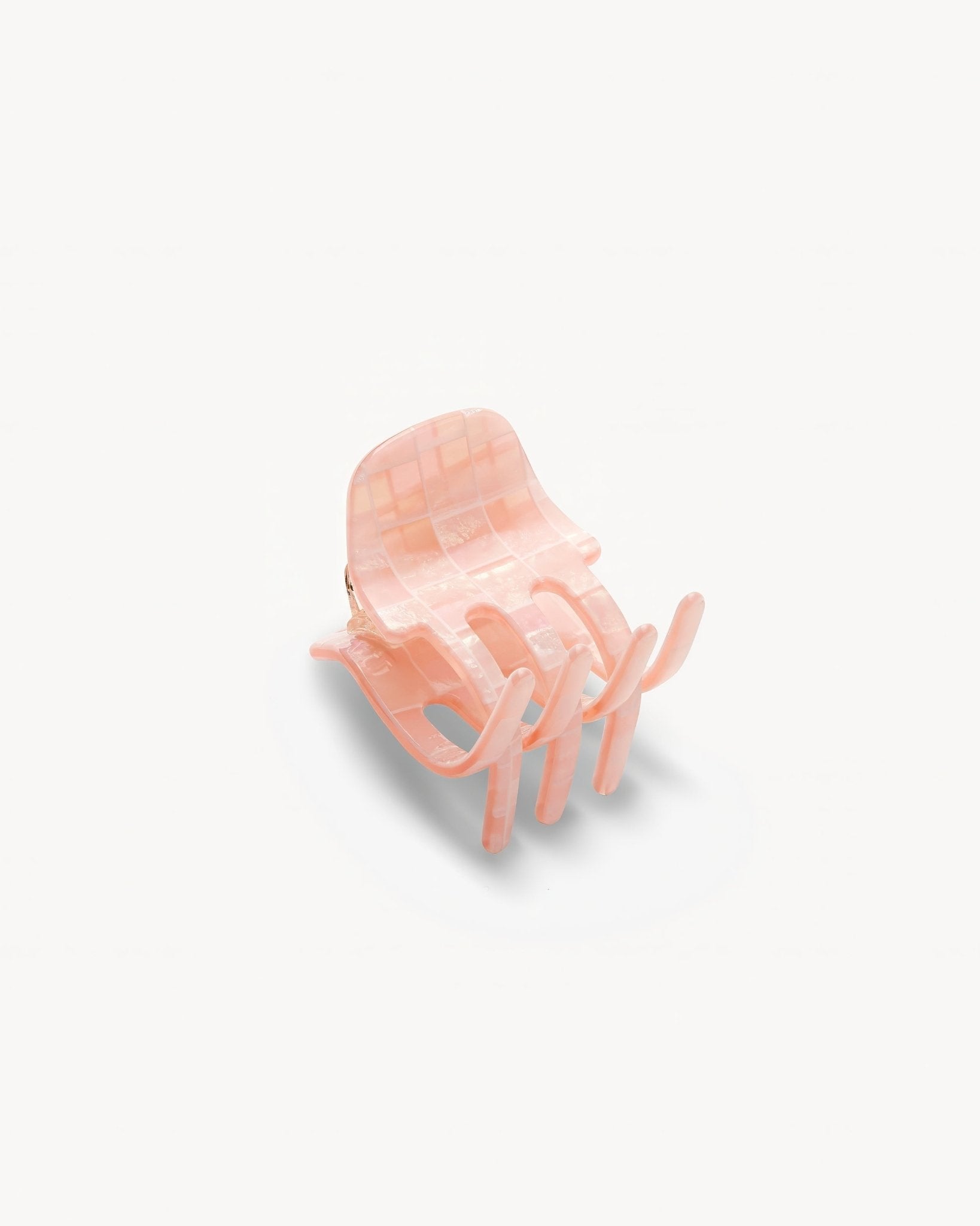 Mini Claw Clip in Apricot Shell Checker