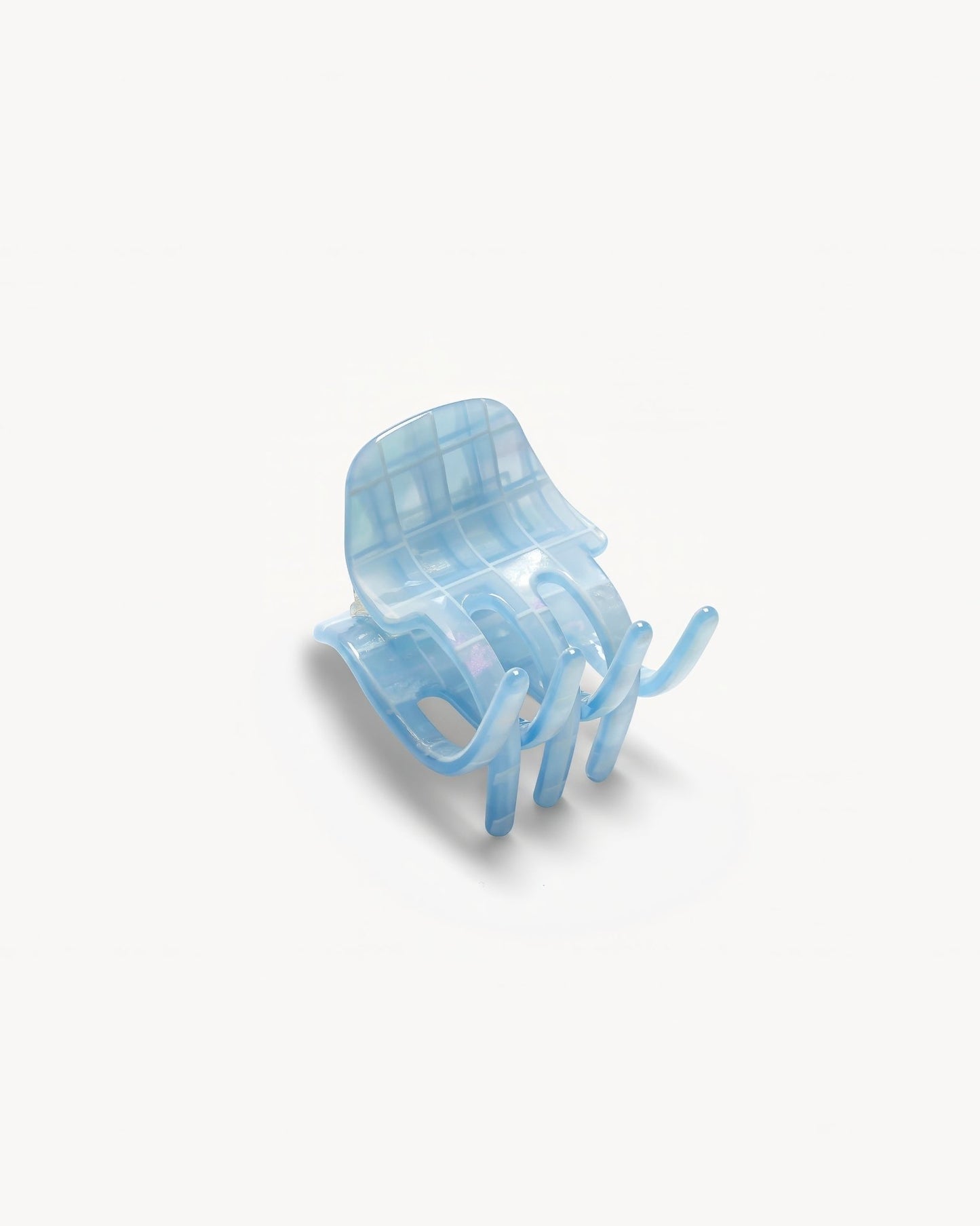 Mini Claw Clip in Blue Checker