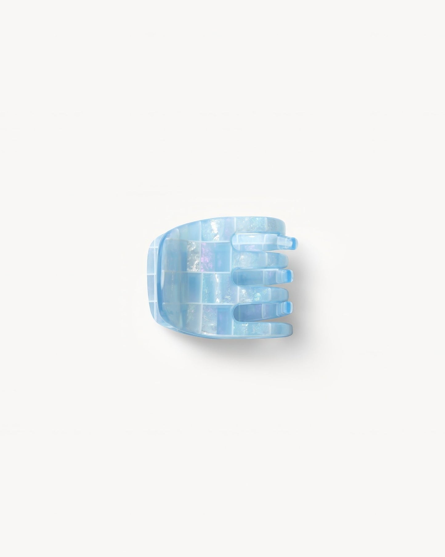 Mini Claw Clip in Blue Checker