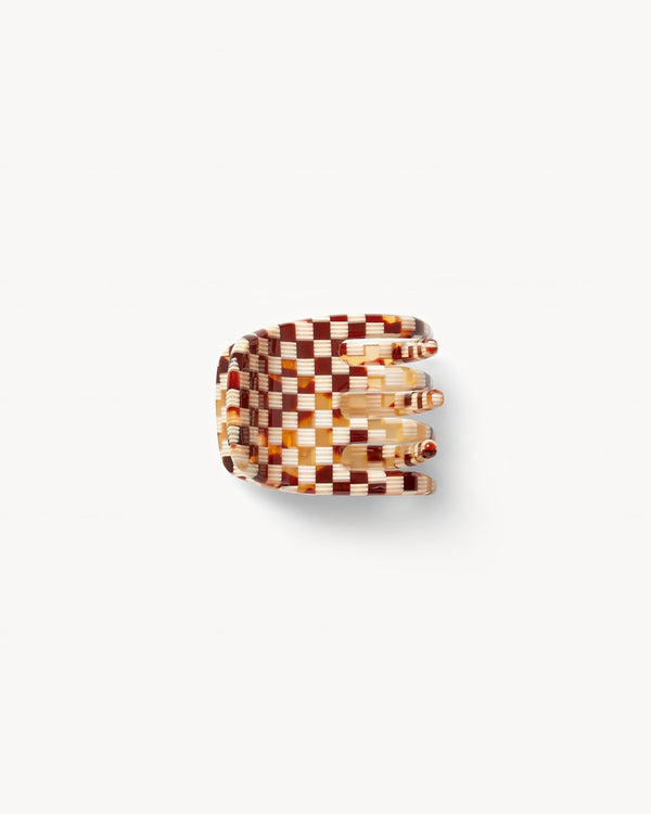 Mini Claw Clip in Tortoise Checker